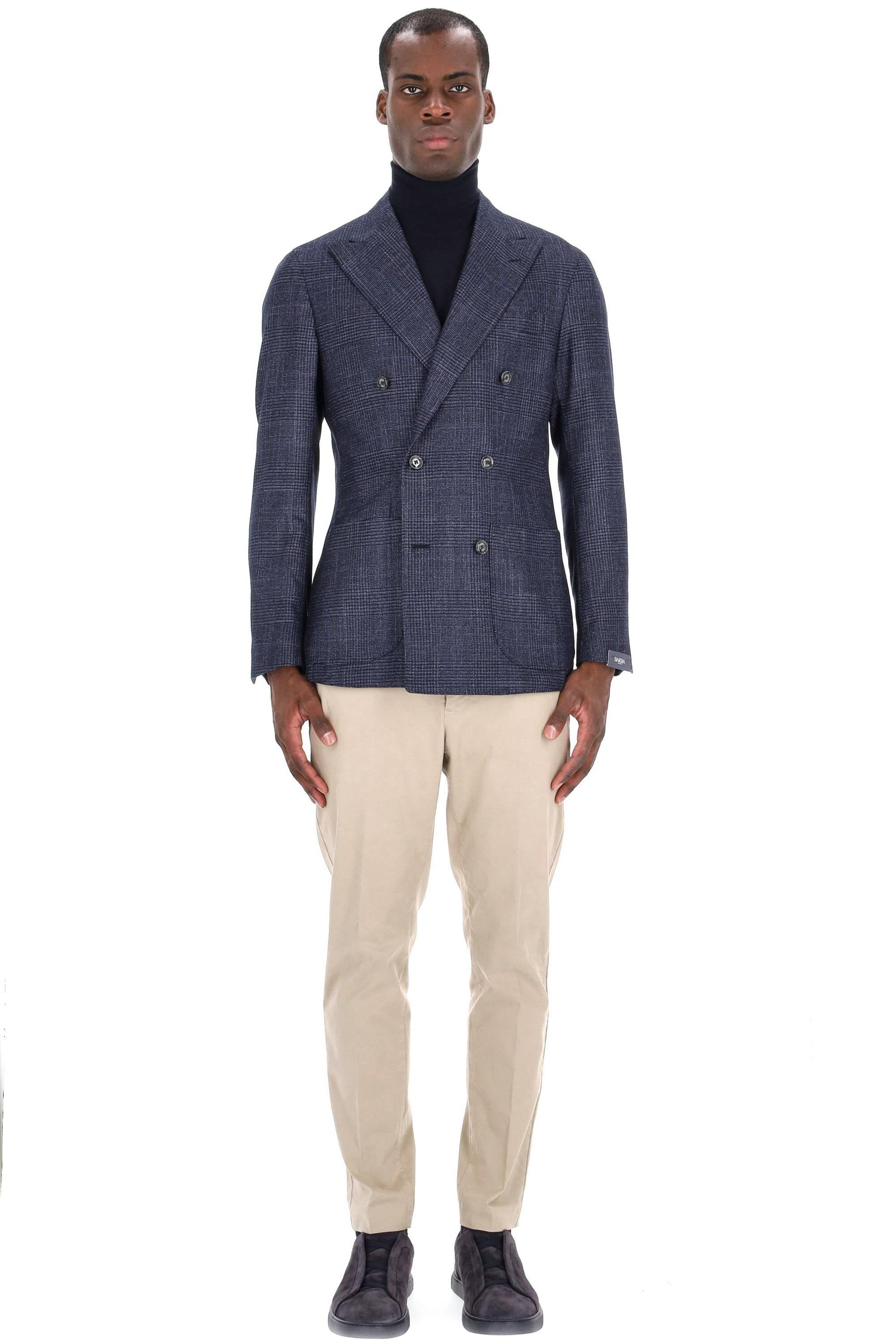 Barba Giacca sartoriale principe di Galles in lana-seta-cashmere DP__51054 0088