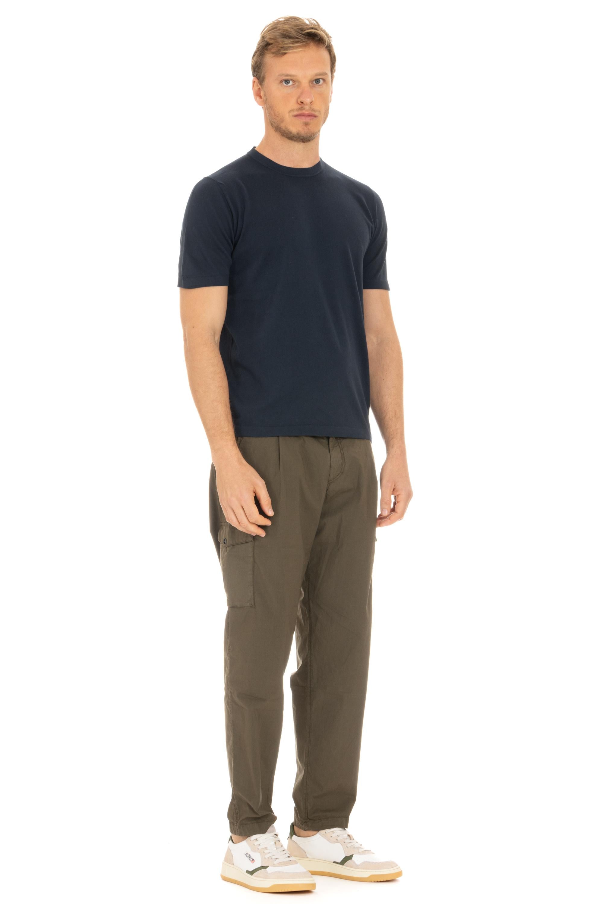 T-shirt manica corta in cotone Giza MU114 BLU NAVY Il Setaccio