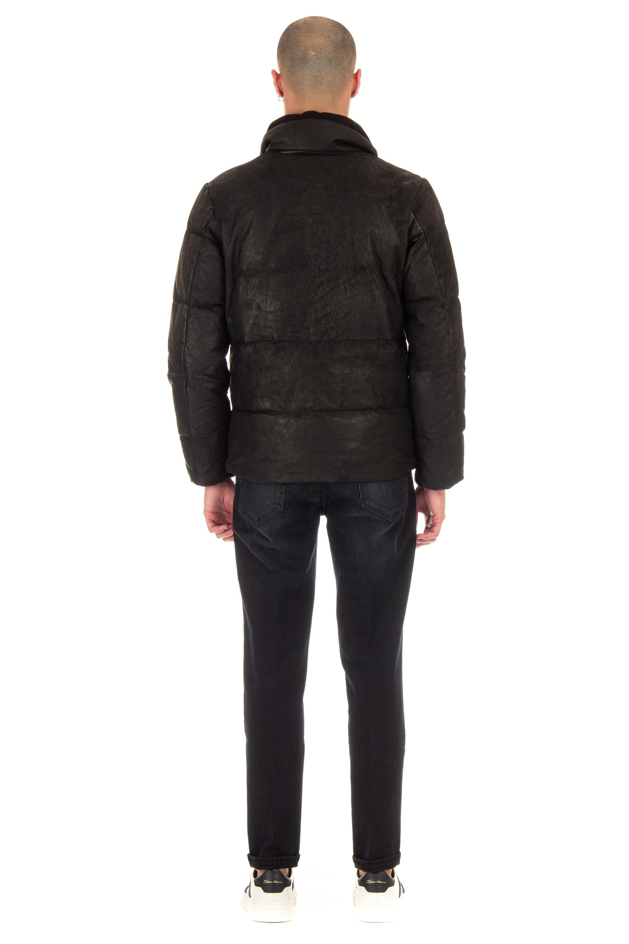 Giorgio Brato Bomber in pelle imbottito in piuma GU24F14090VBRUSHFEAR NERO