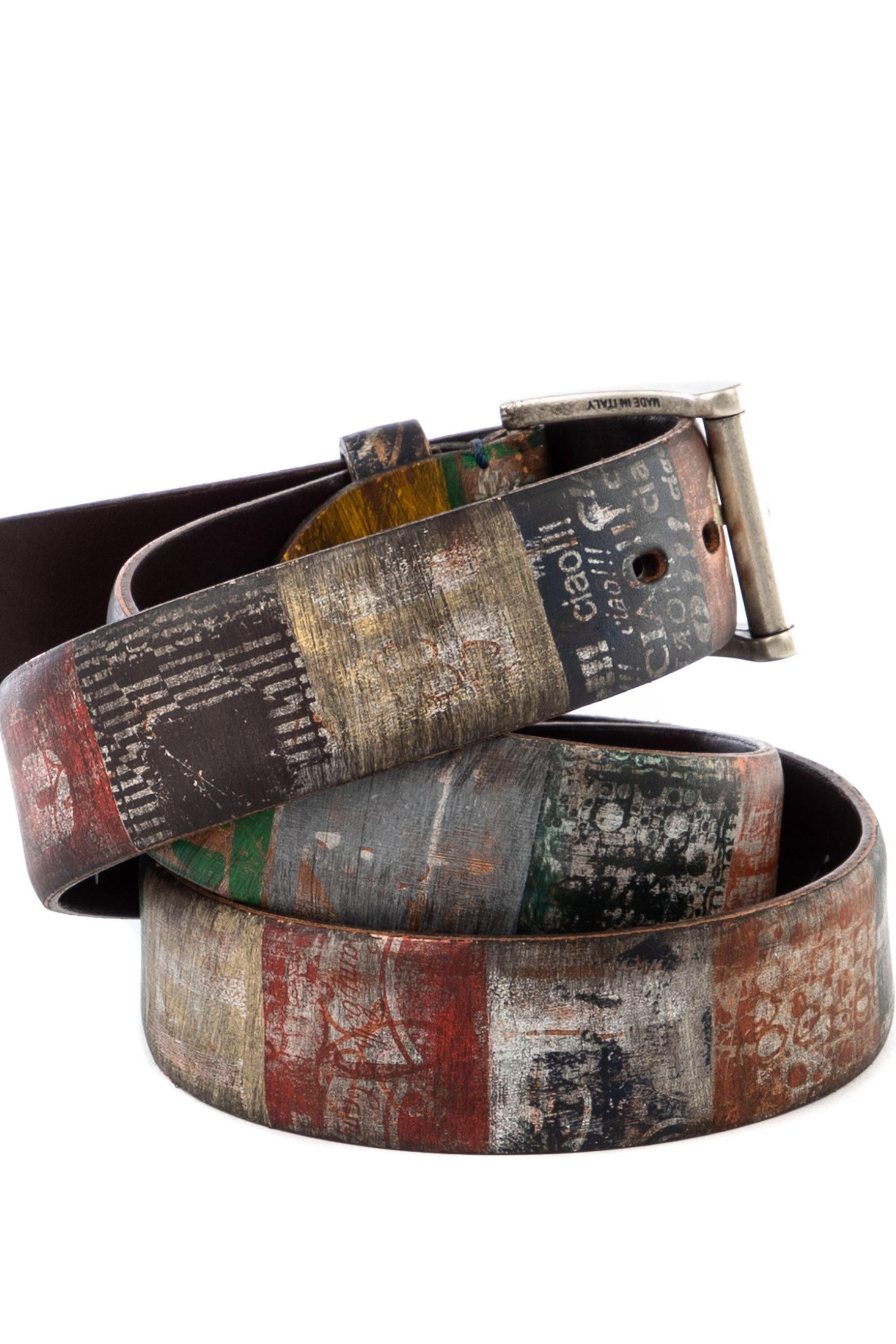 Artigianato Italiano Cintura artigianale in pelle evocativa "Graf" ARTICOLO GRAF MLTCLR