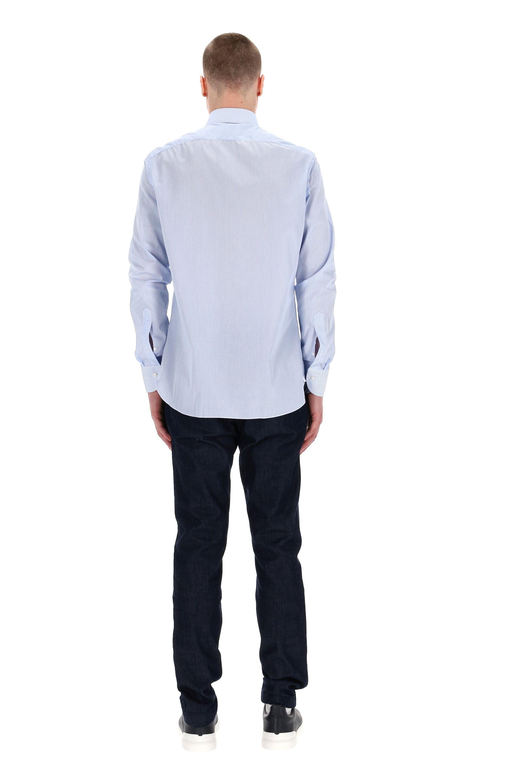 Borriello Camicia sartoriale micro quadretto in cotone 19030 4