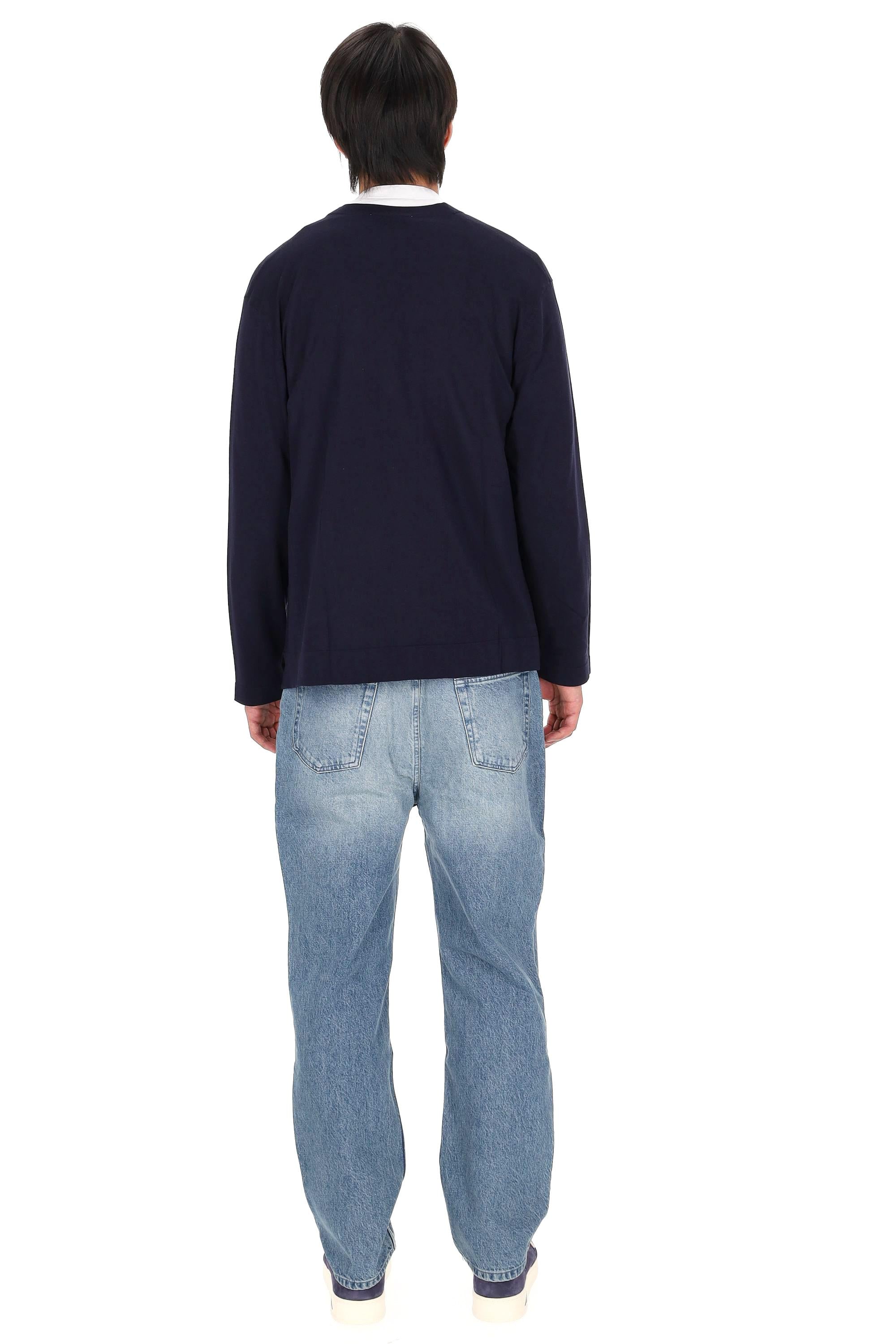 Officine Générale Maglia cardigan in lyocell-lana mod. Mike MKNT304 NAVY INK