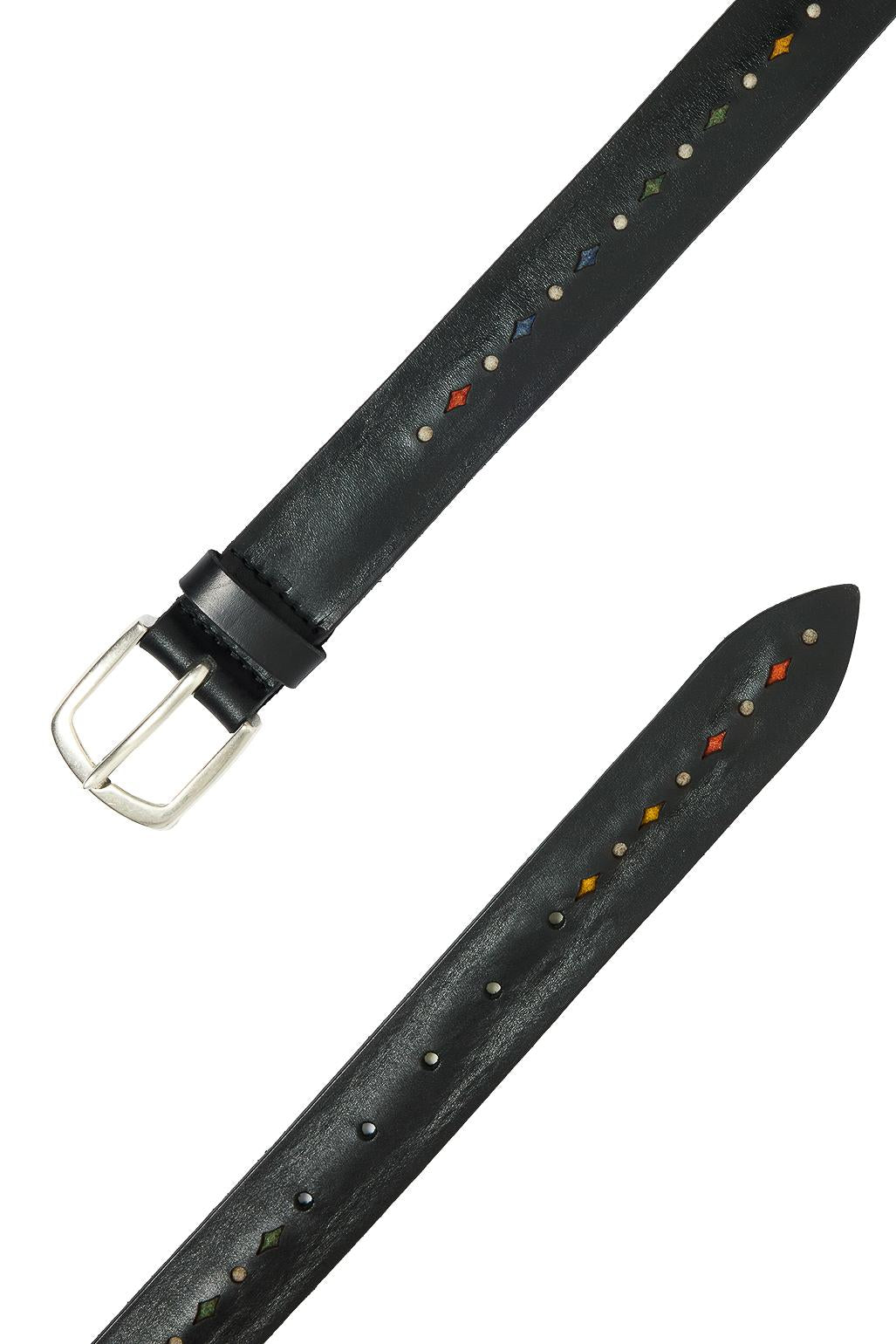 Cintura in pelle con dettagli in tessuto U08345_BLL NERO Orciani
