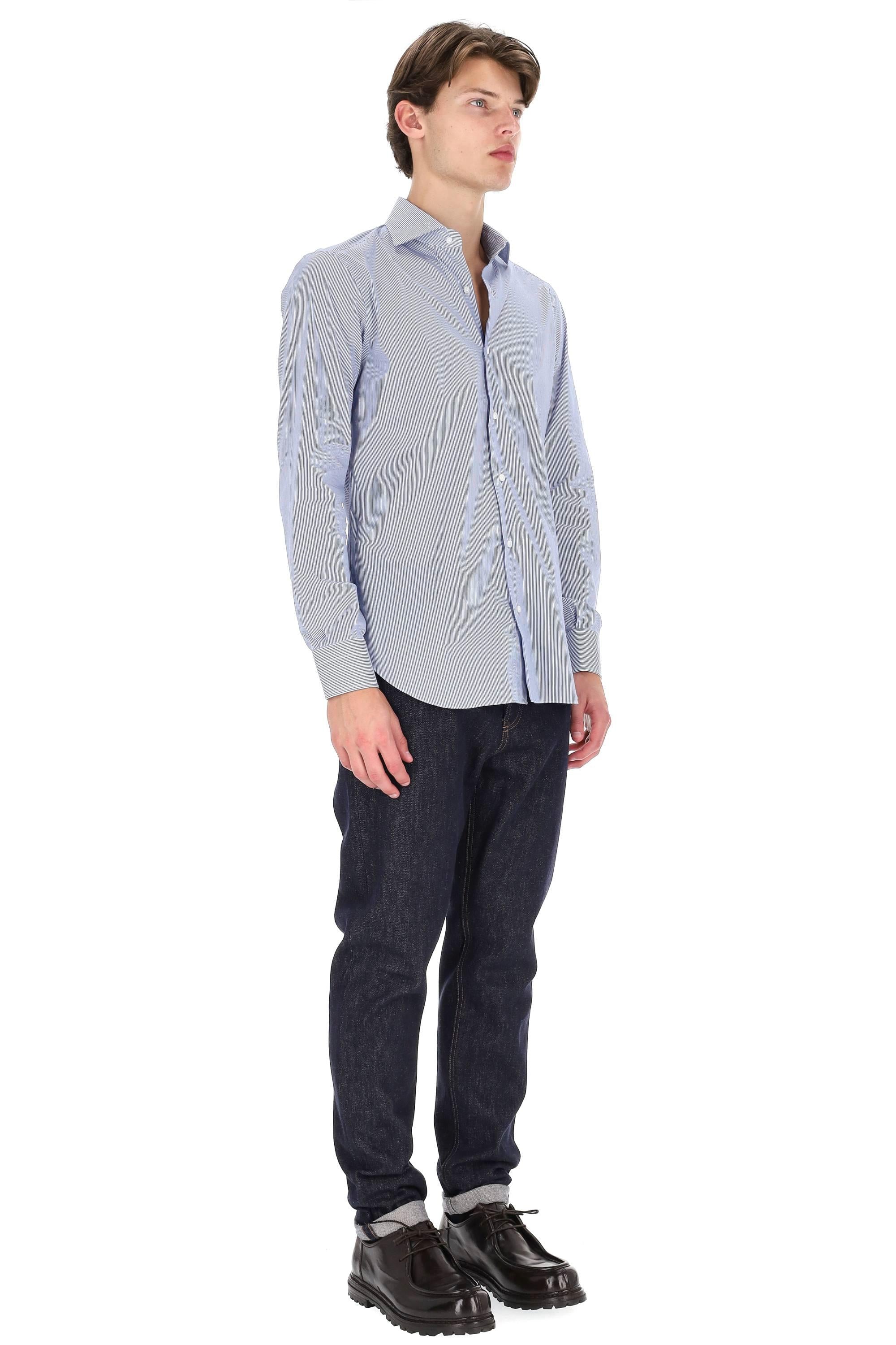 Barba Camicia bacchettata in popeline stretch linea Milano I1U13P0150031.U 0002