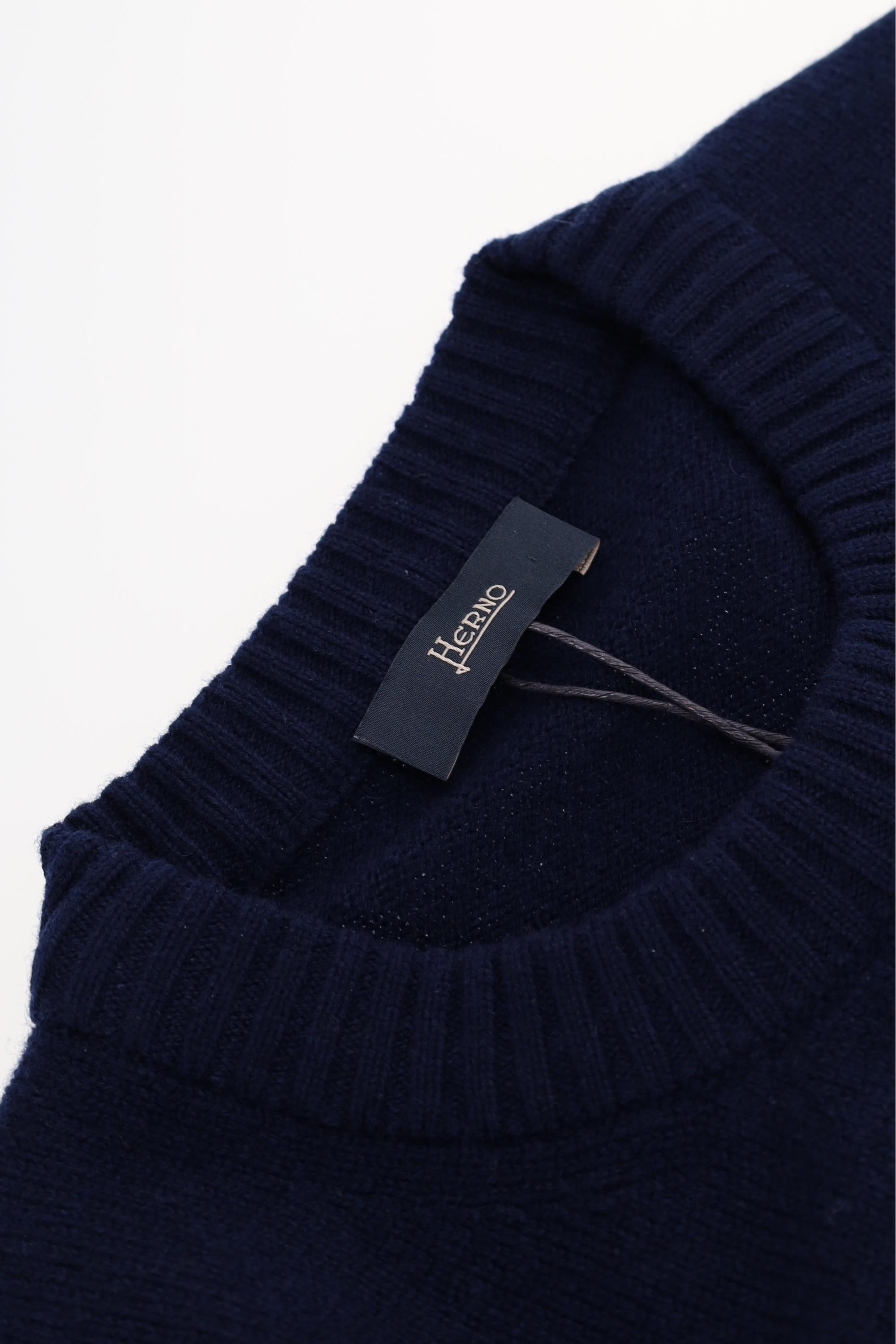 Herno Maglia girocollo in lana-cashmere toppe camoscio MG000145U/2 9200