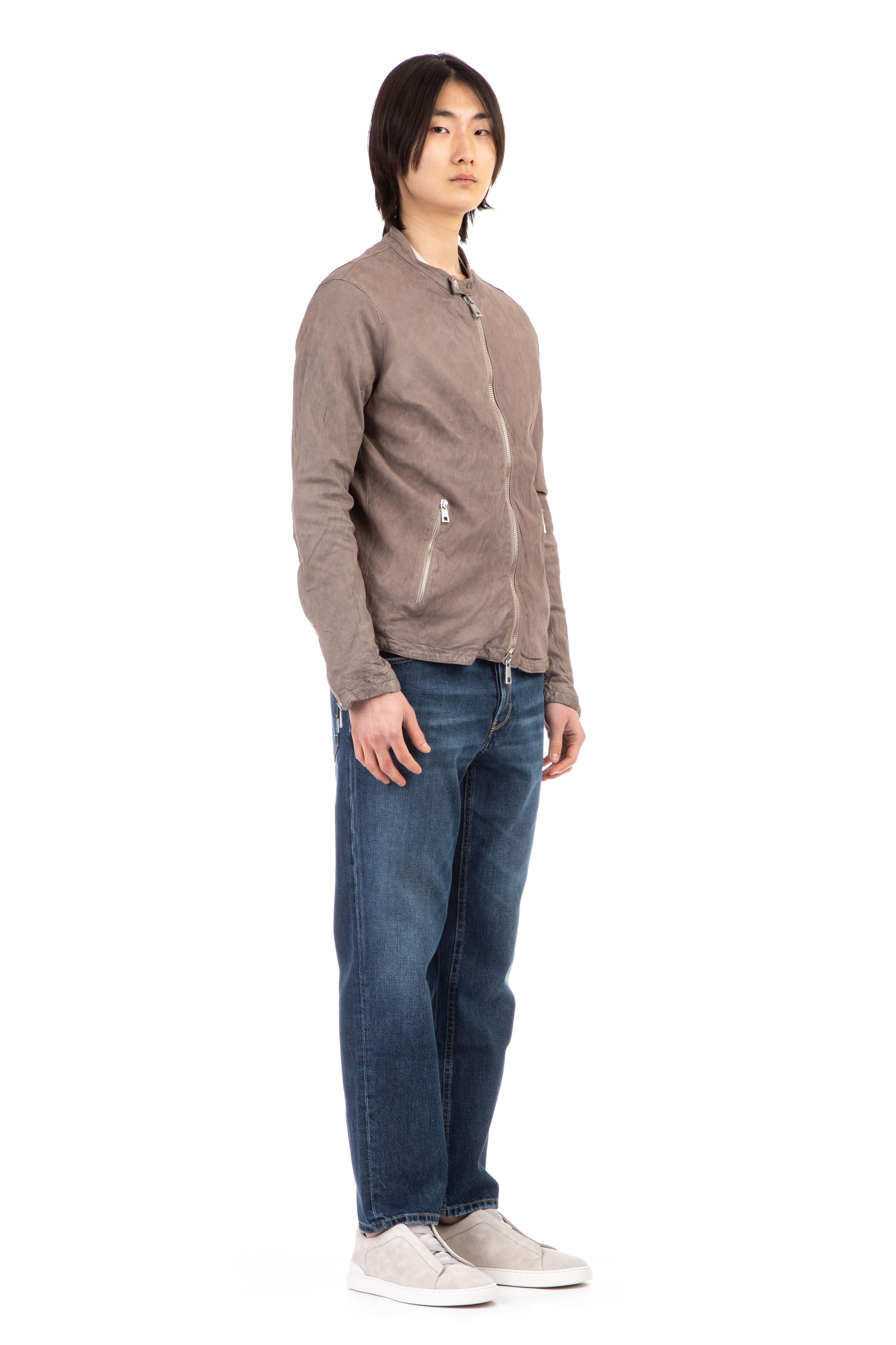 Giubbino biker in pelle di agnello washed GU23S8299VBRUSH WALL Giorgio Brato