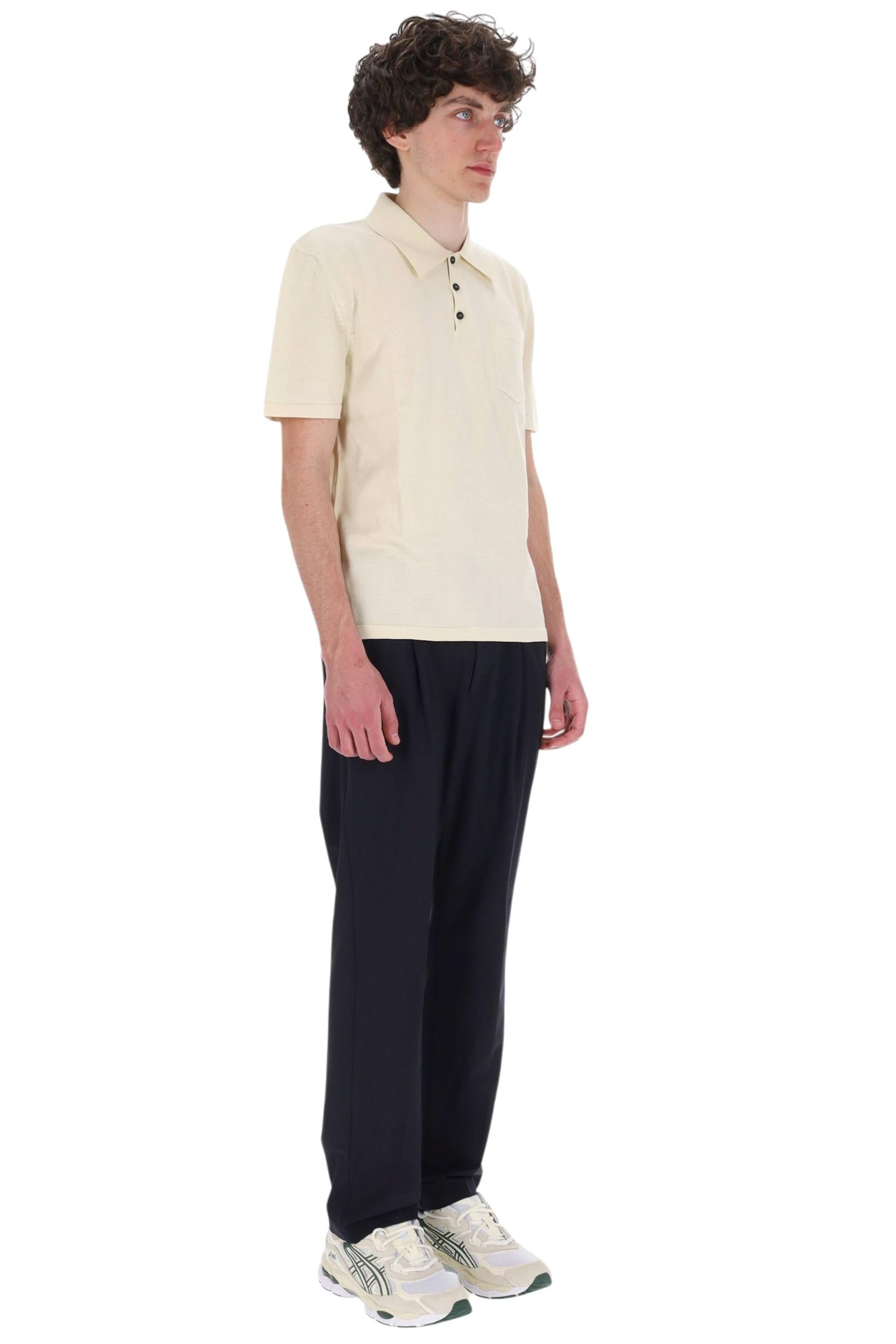 A.P.C. Polo in cotone con taschino mod. Colin COHNW-H23478 AAD-ECRU