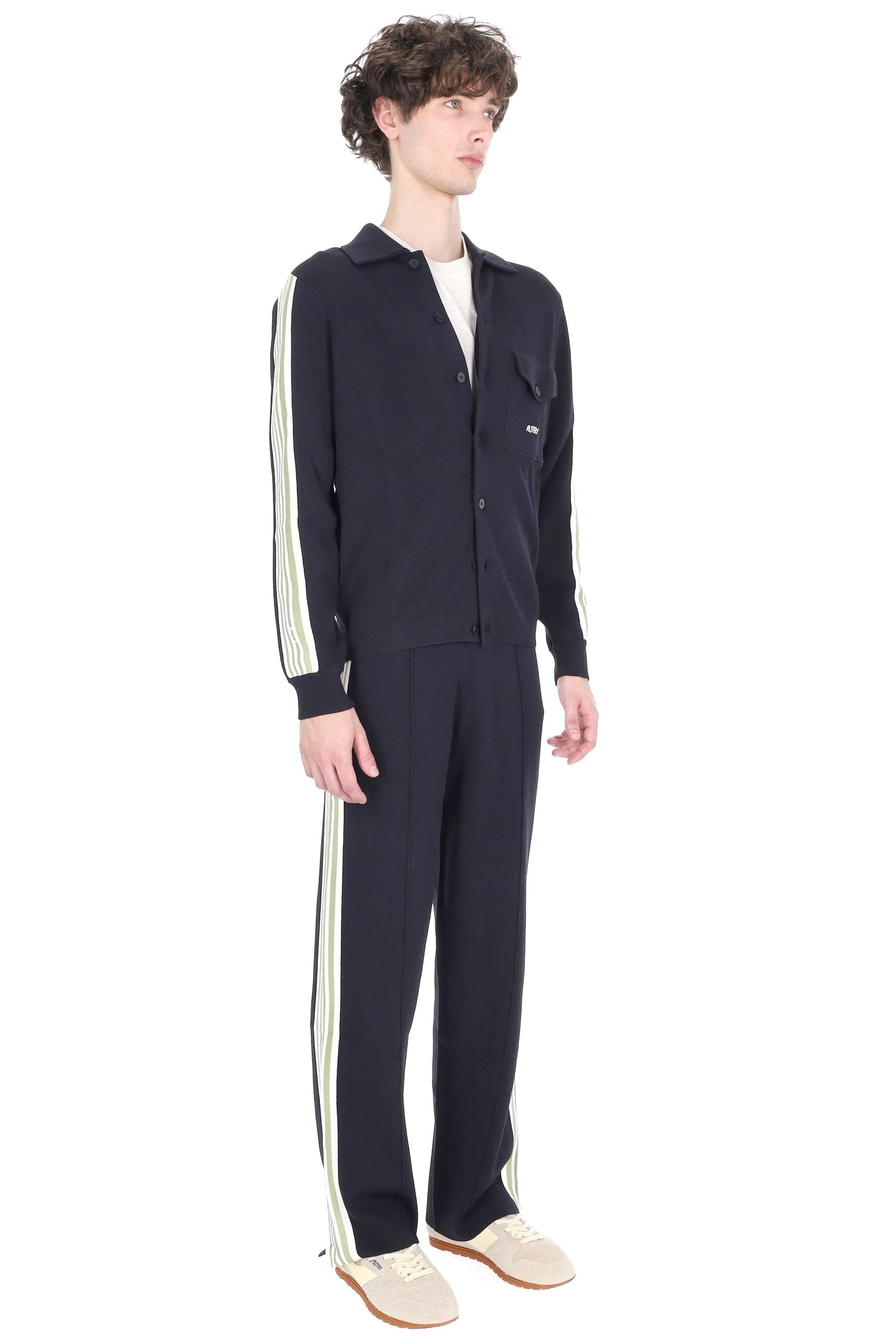 Autry Overshirt in viscosa-nylon con dettagli bande JAPM 026B KNIT BLUE