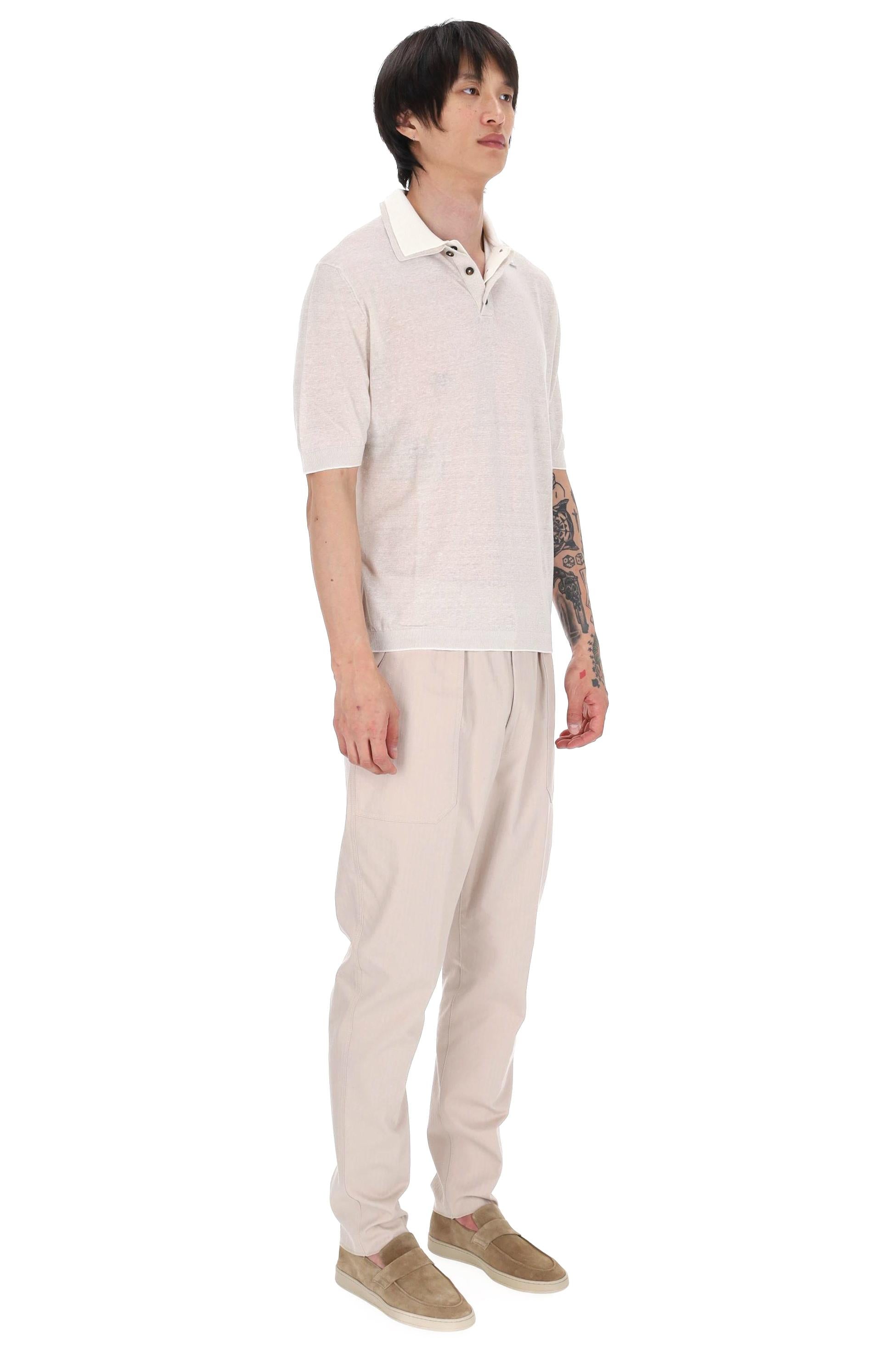 Eleventy Polo con doppio colletto in lino-cotone-cashmere M76POLM01 MAG0M059 02-01