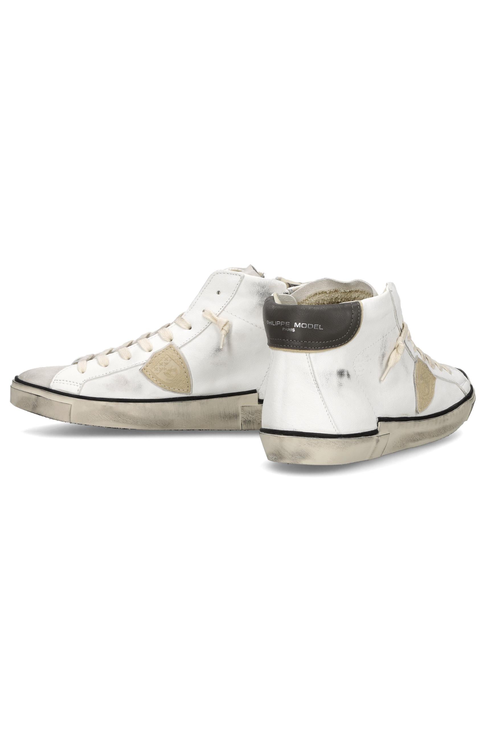 Sneaker mid in pelle e camoscio talloncino grigio PRHU PRSX/2 VVB2 Philippe Model