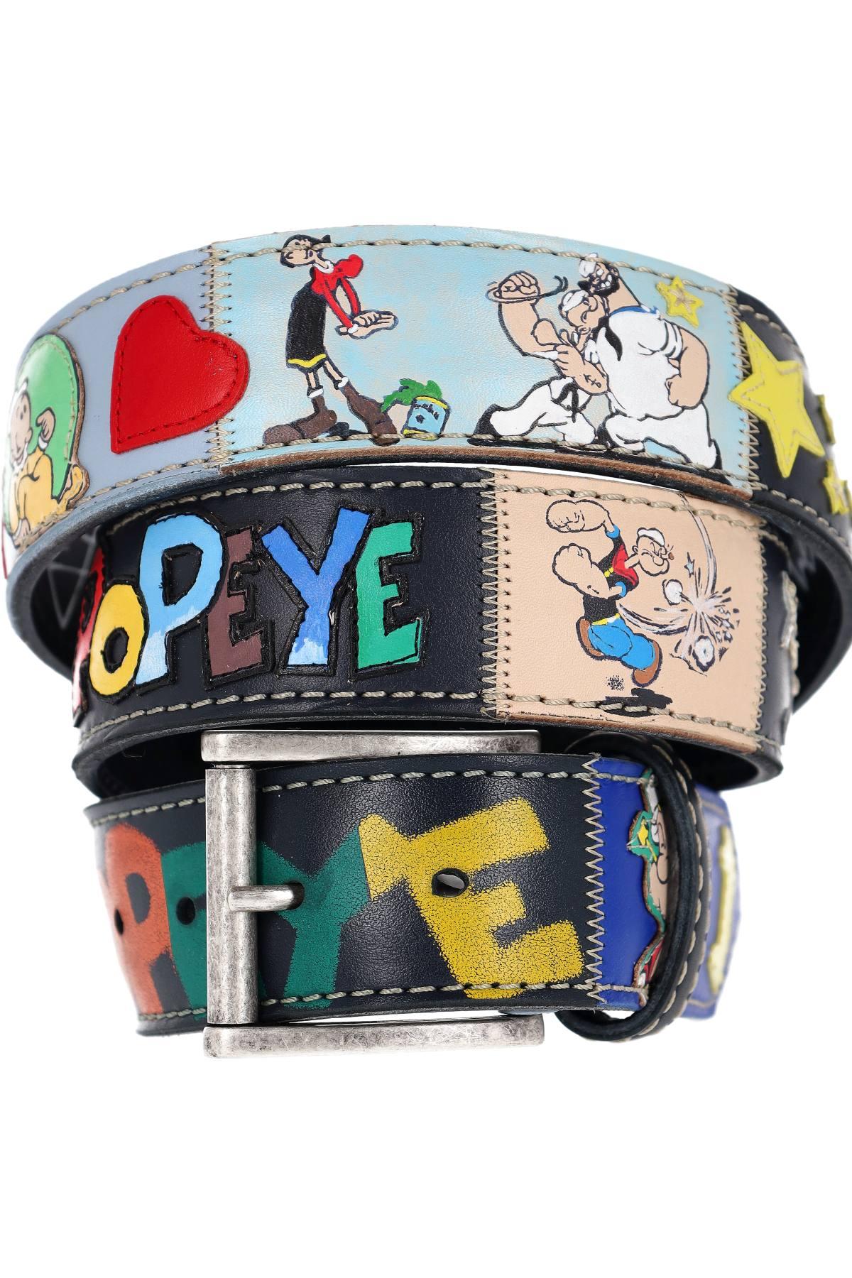 Artigianato Italiano Cintura artigianale dipinta a mano "Popeye Braccio di Ferro" POPEYE MLTCLR