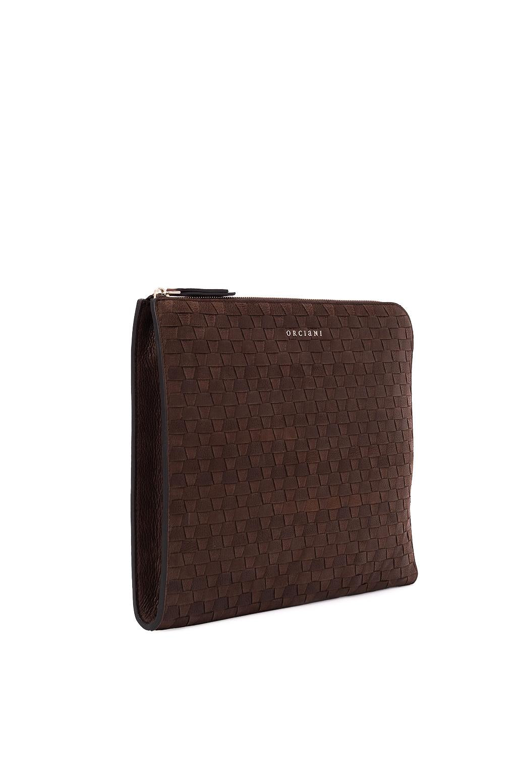 Orciani Pochette porta documenti in pelle intrecciata P00734_CHW/2 T.MORO