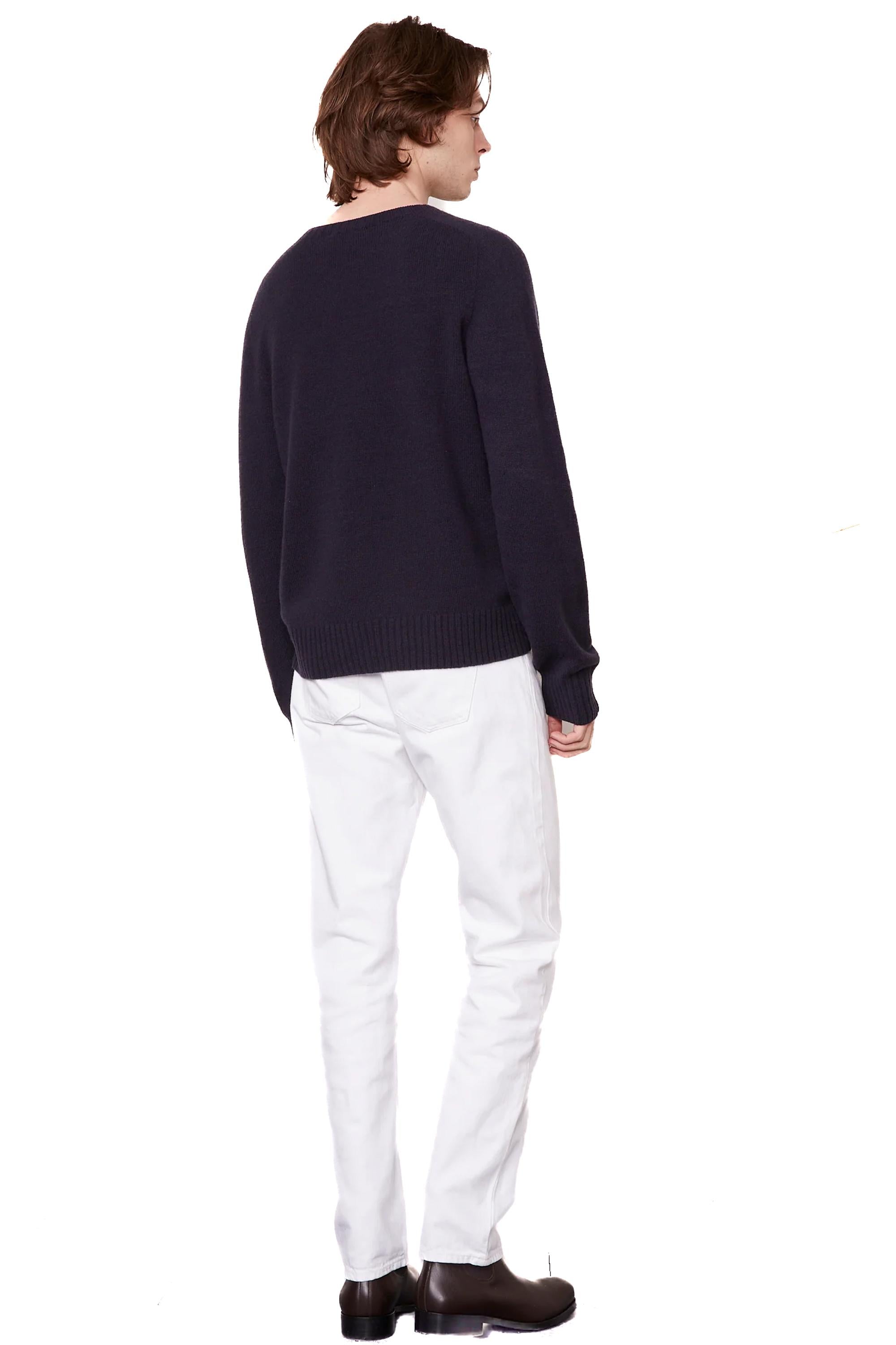 Officine Générale Maglia girocollo senza cuciture in lana vergine italiana MKNT306 DARK NAVY