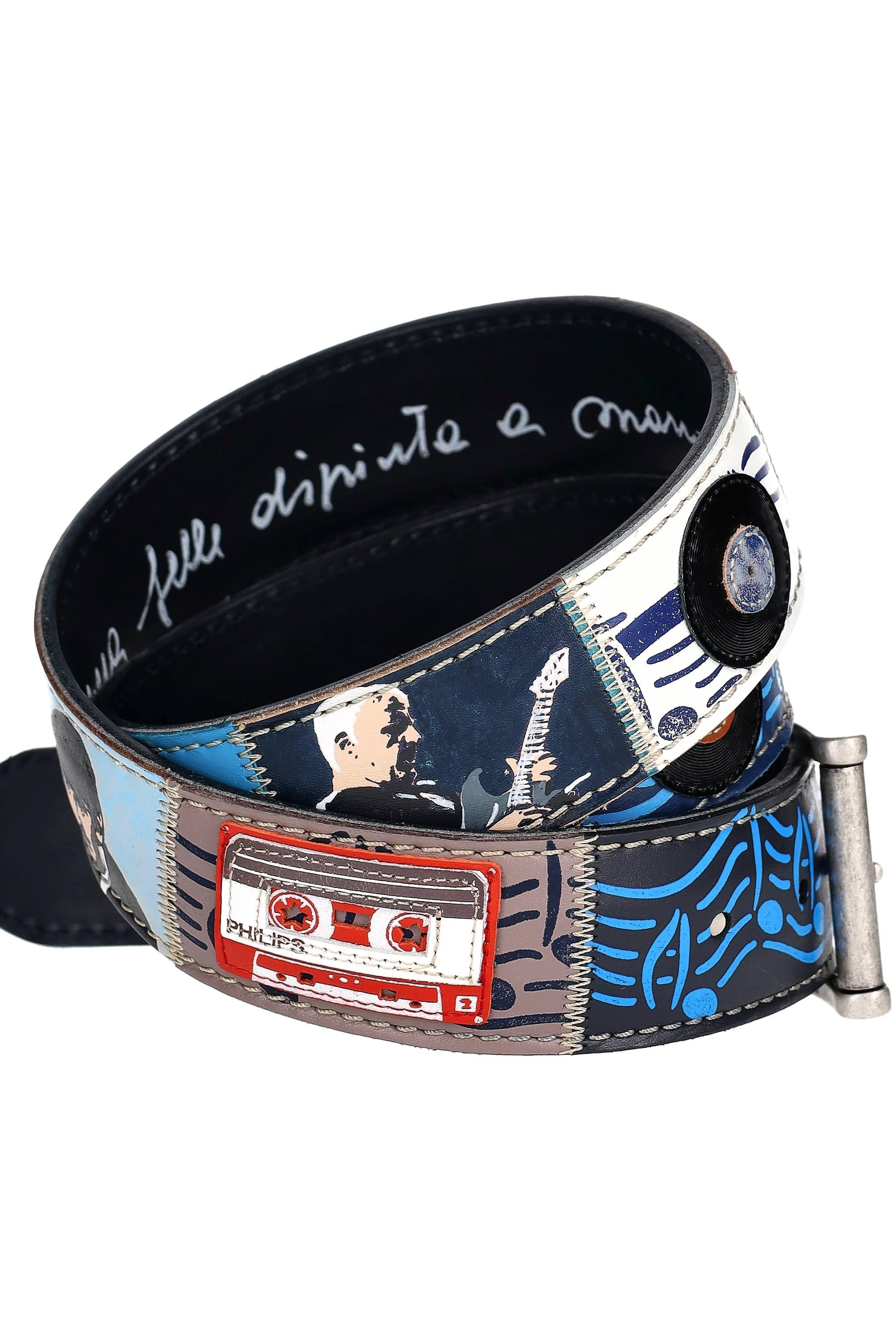 Artigianato Italiano Cintura artigianale dipinta a mano in pelle "Rock Star" ROCK STAR MLTCLR