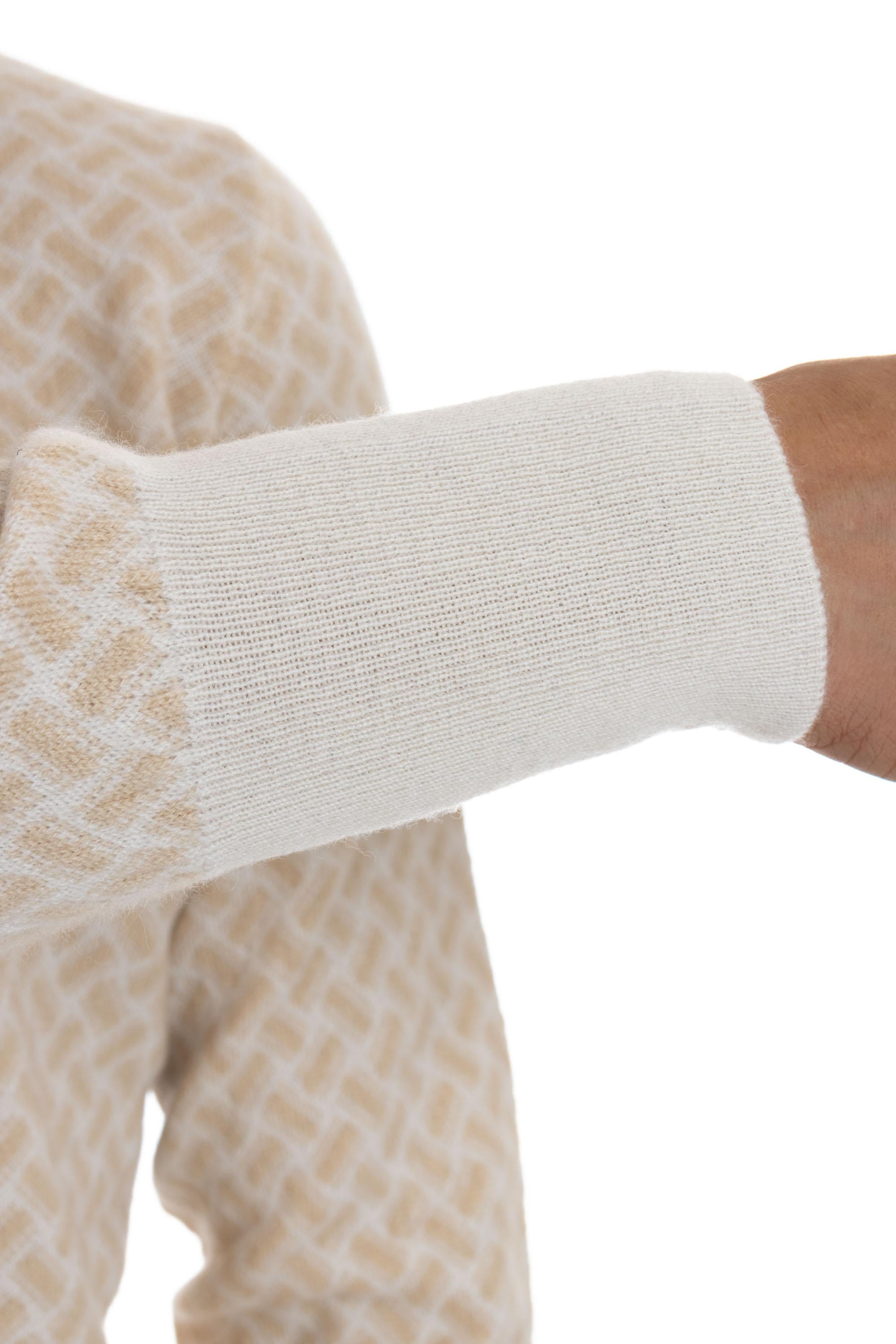 Maglia girocollo fantasia biscottino in cashmere D2K103.5 RB19 Drumohr