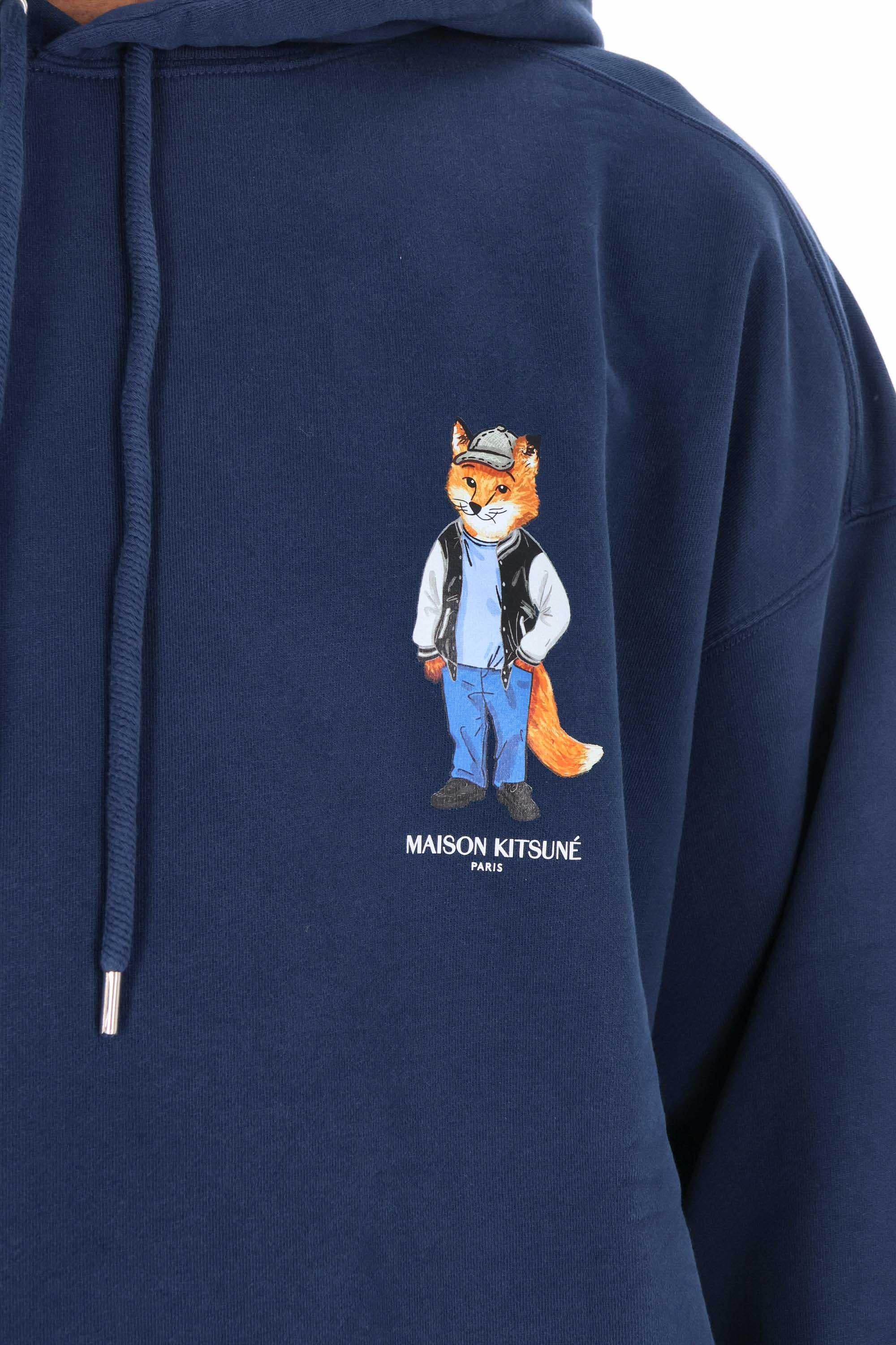Felpa fox con cappuccio regular fit PM00707KM0340 0329 Maison Kitsuné