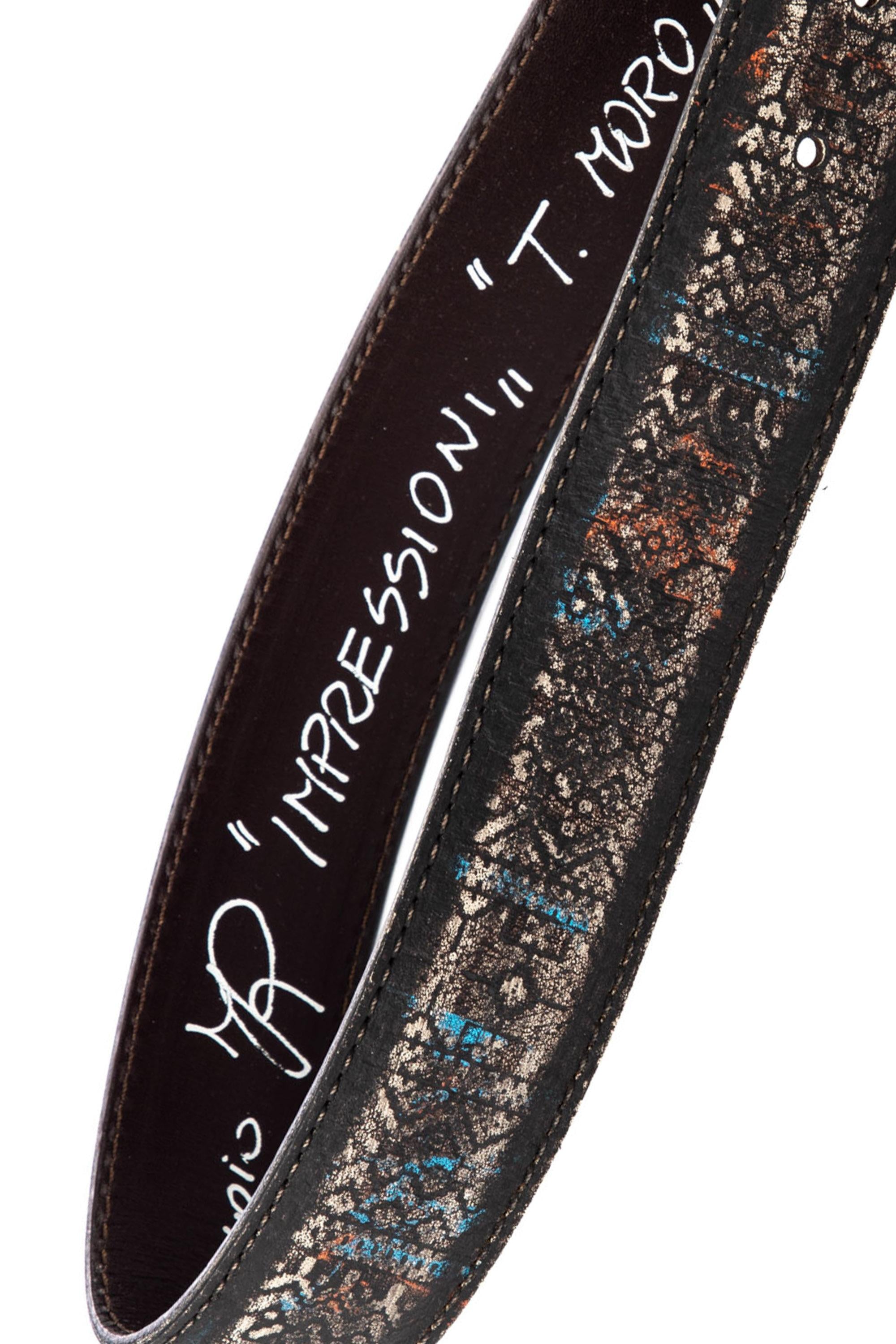 Artigianato Italiano Cintura artigianale in pelle toni scuri "Impressioni" IMPRESSIONI DARK MLTCLR