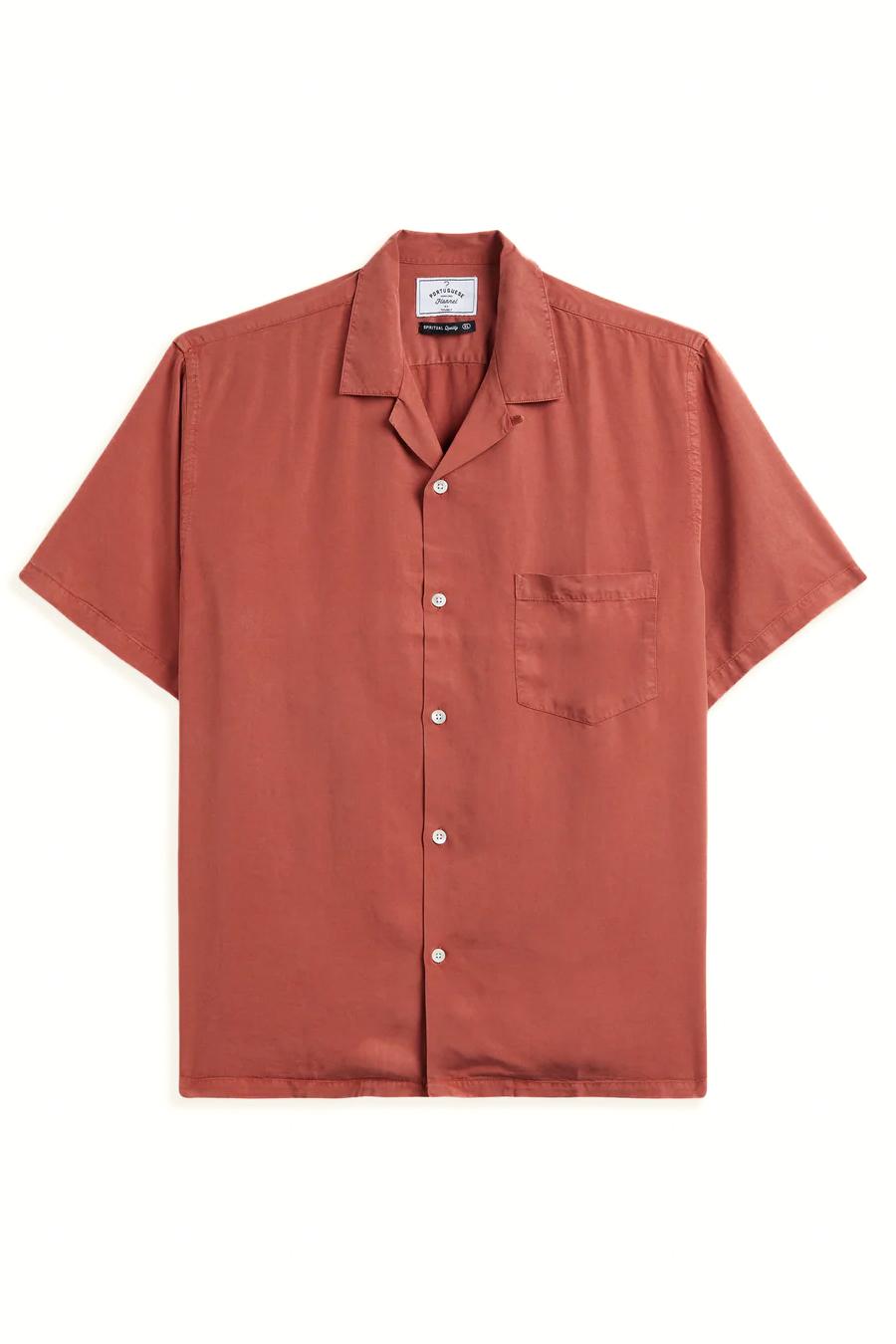 Portuguese Flannel Camicia Dogtown in tencel collo bowling 032/2 TERRACOTTA