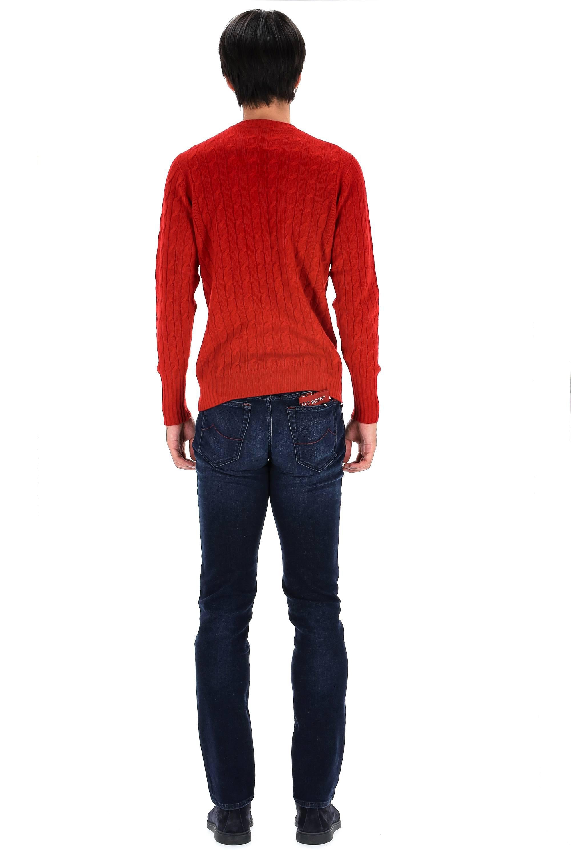 Maglia girocollo a trecce in puro cashmere D4K133N-2 363 Drumohr
