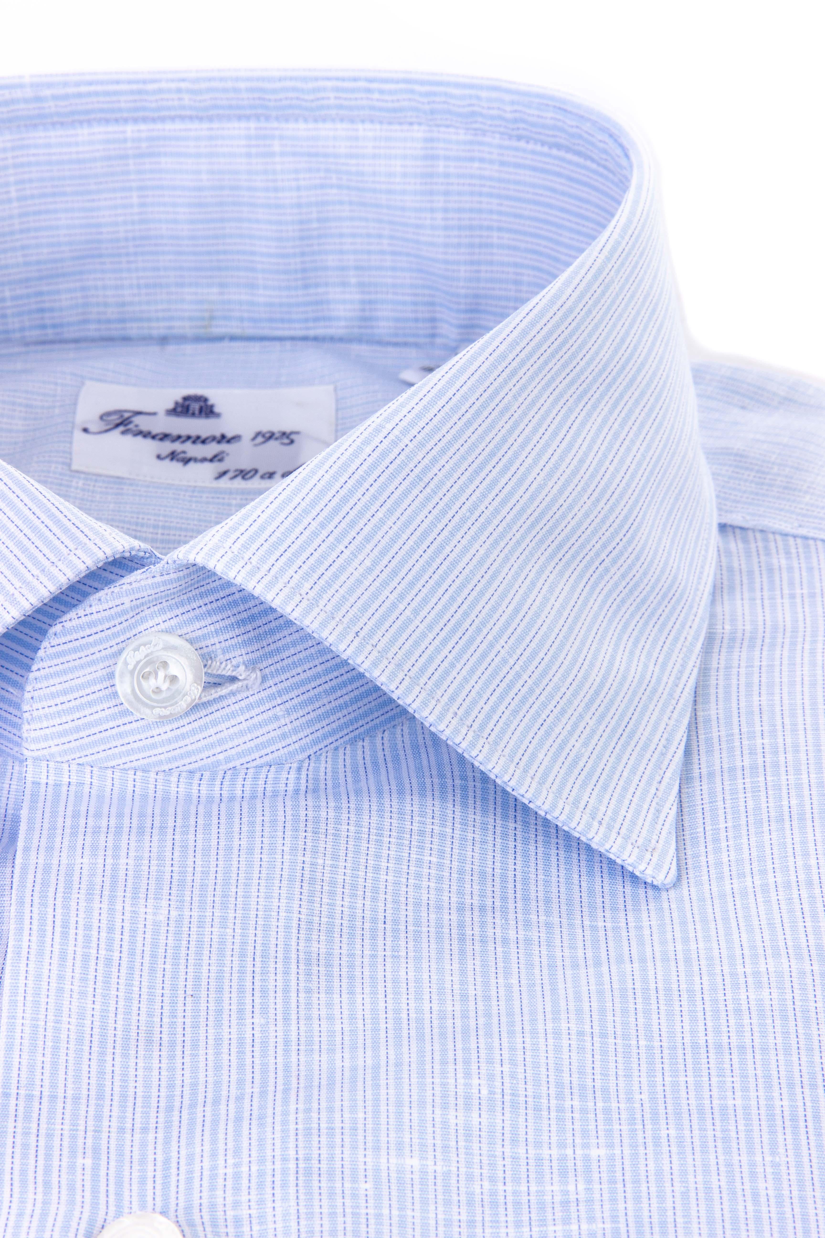 Finamore Camicia sartoriale rigata in lino-cotone giza170/2 170/2M-LIPS-Z 840919 C0462 01