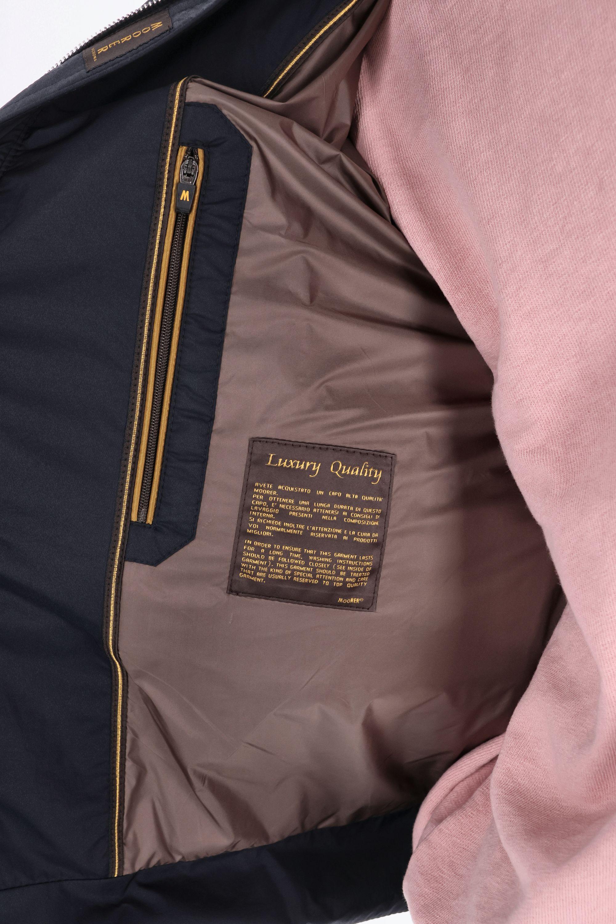 Giubbino bimaterico in piuma con maniche in jersey di cotone DUNCAN-S3Z DARK BLU Moorer