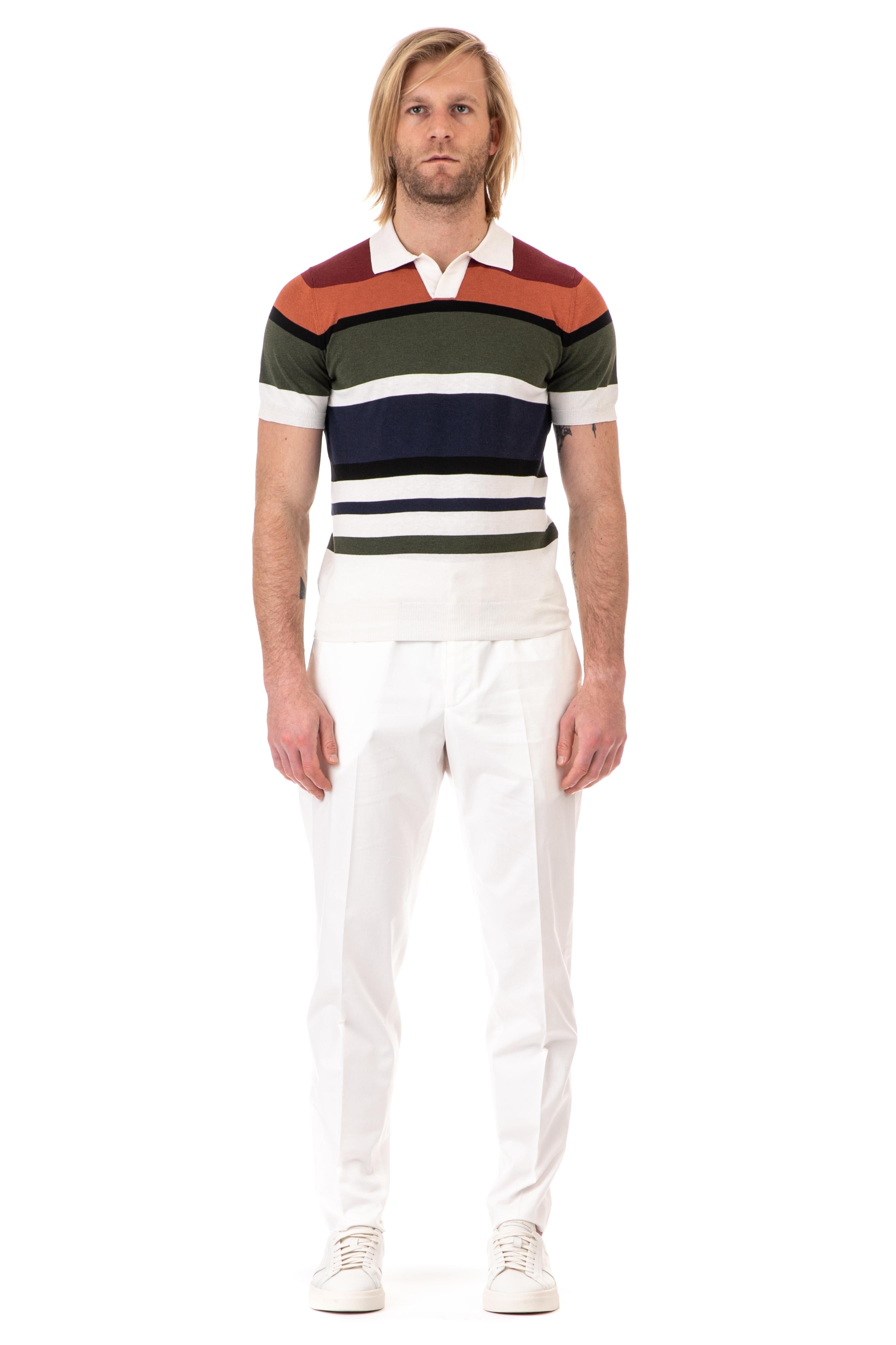 Il Setaccio Polo rigata multicolor in cotone-seta CTS24831 CTS601