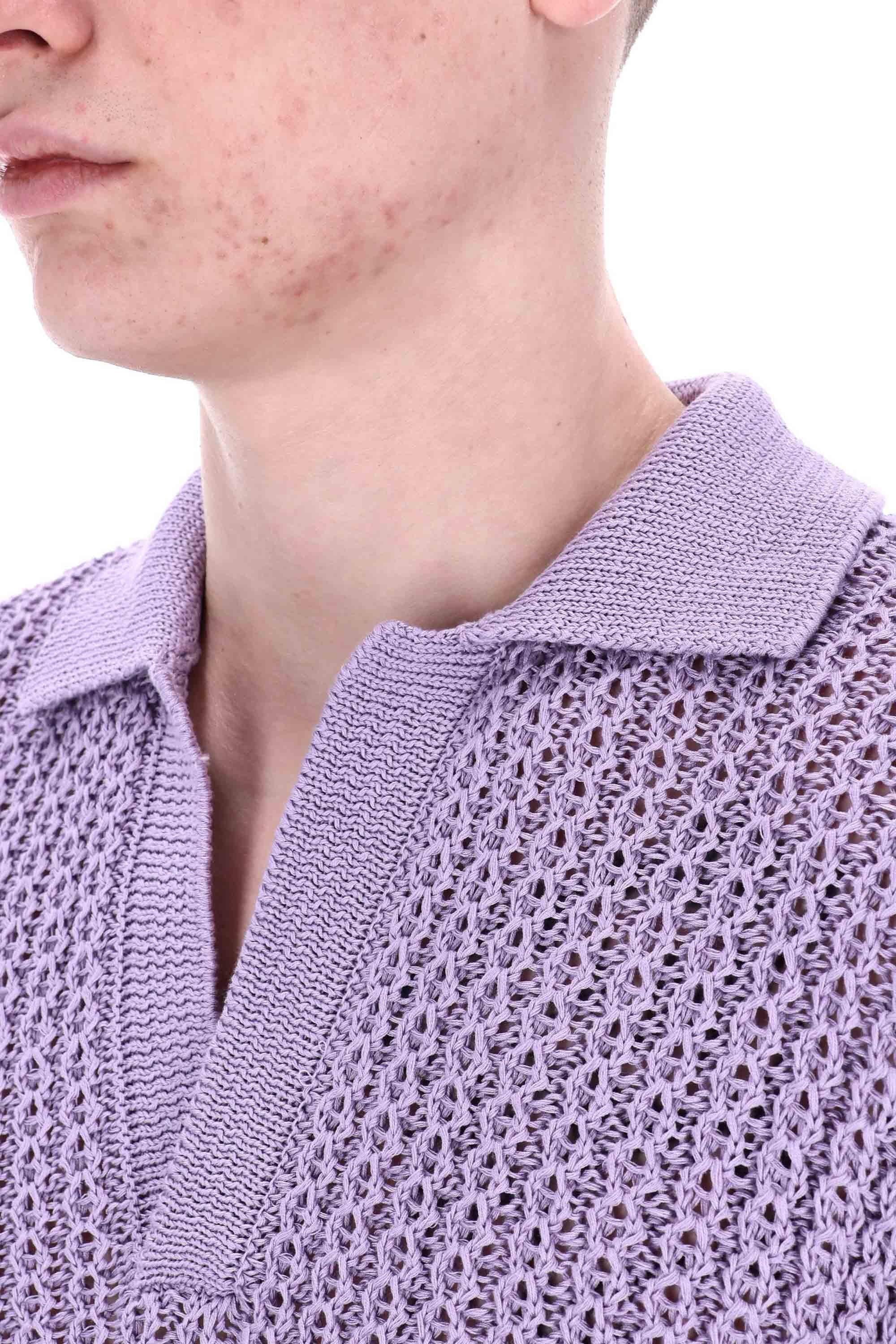 Polo tramata in cotone open collar ASCHER-PWE25-02 LILLA Tagliatore
