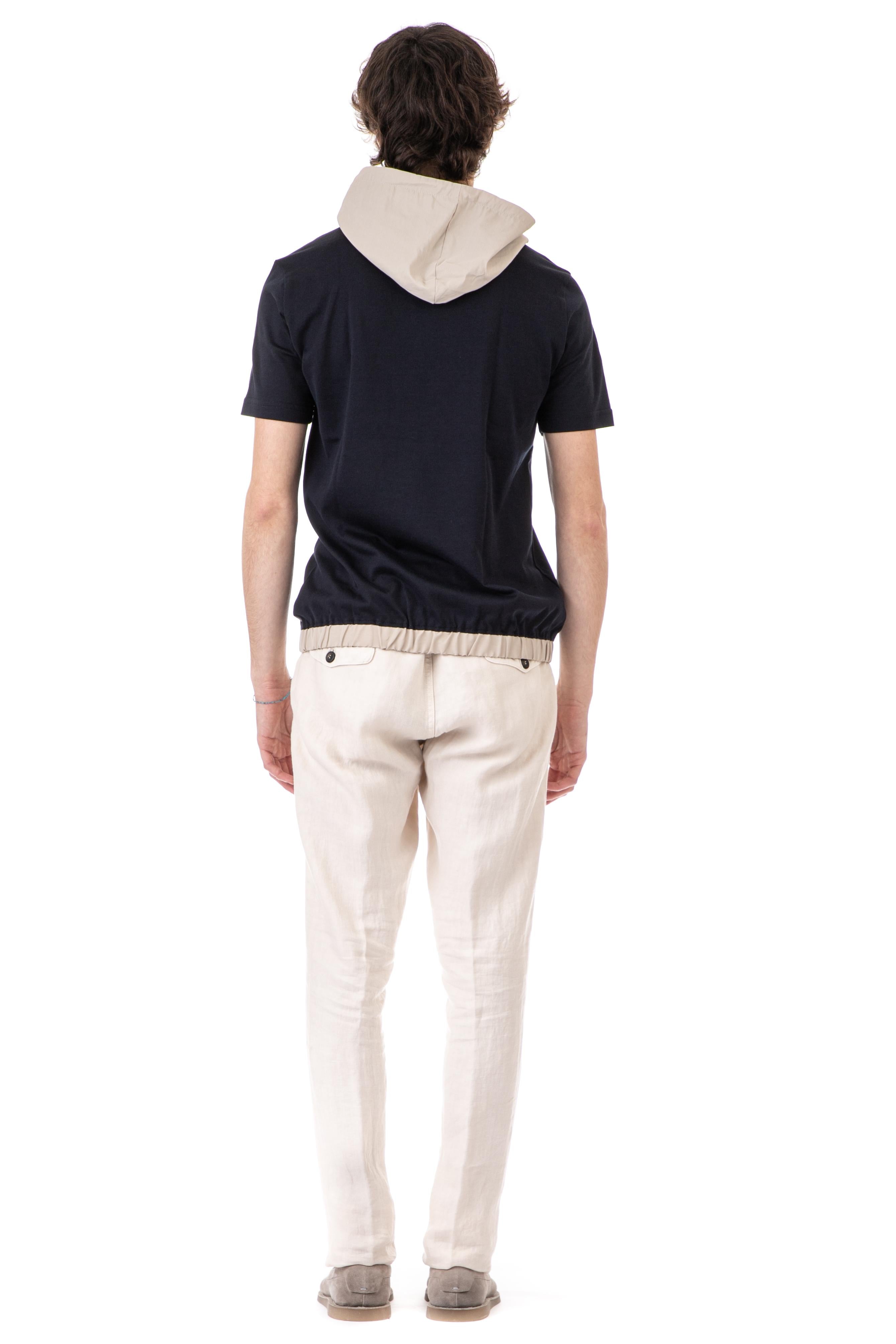 Eleventy T-shirt bimateriale con cappuccio G75TSHG16 TES0G214 11-02