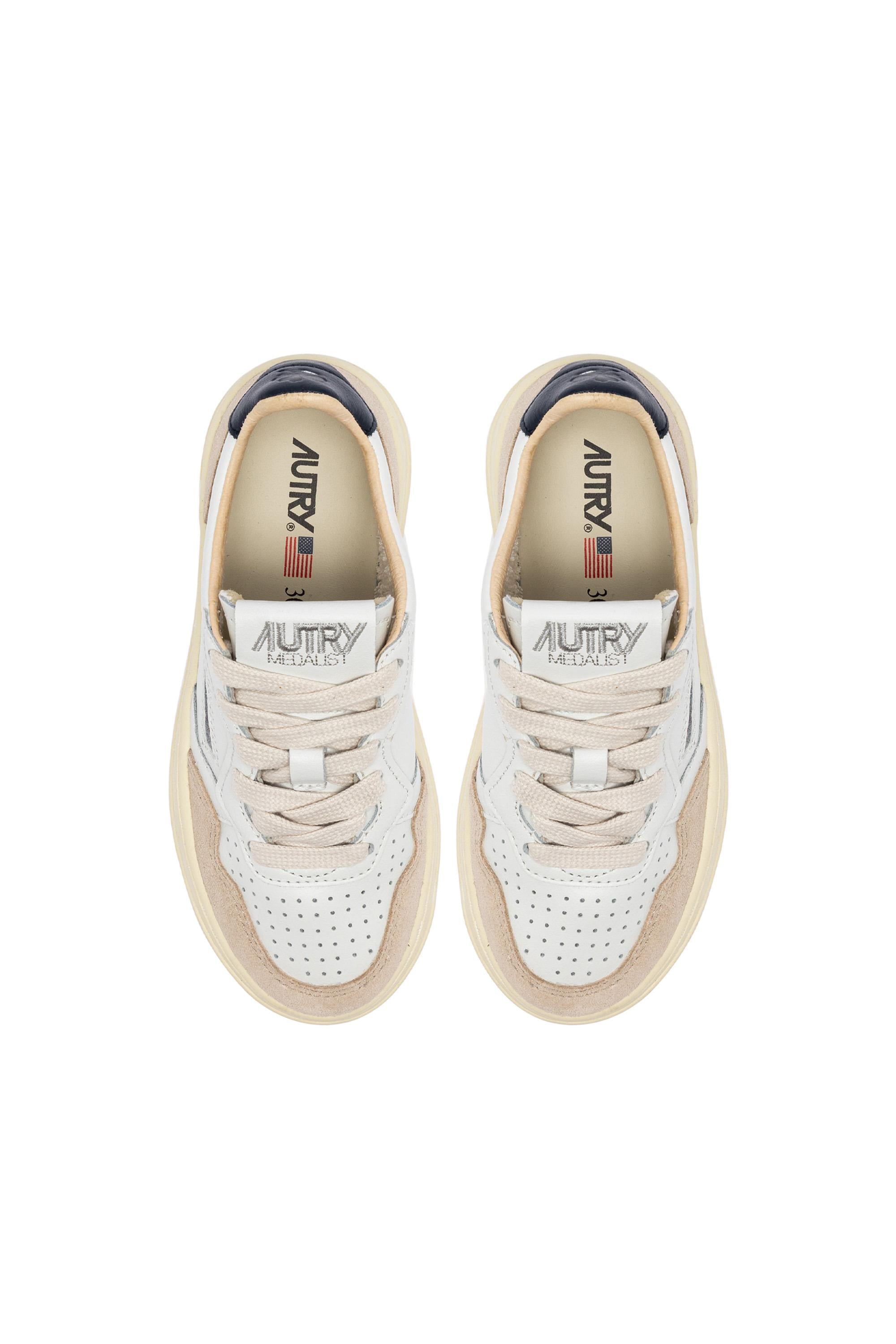 Sneaker Medalist bambino in pelle e camoscio KULK FS04 WHT/SPBLUE Autry