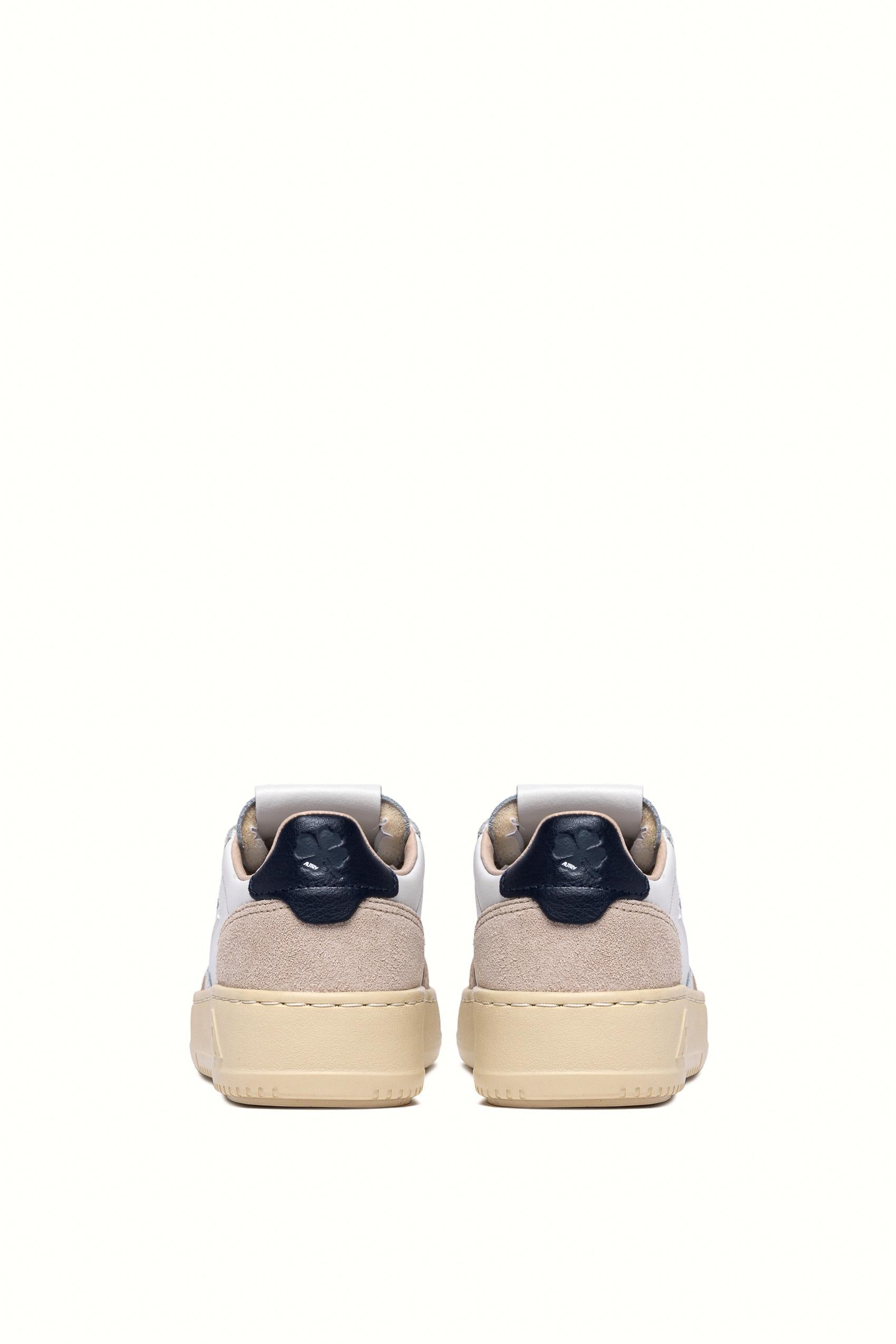 Sneaker bambino in pelle e camoscio talloncino blu KULK FS06 WHT/SPACE Autry