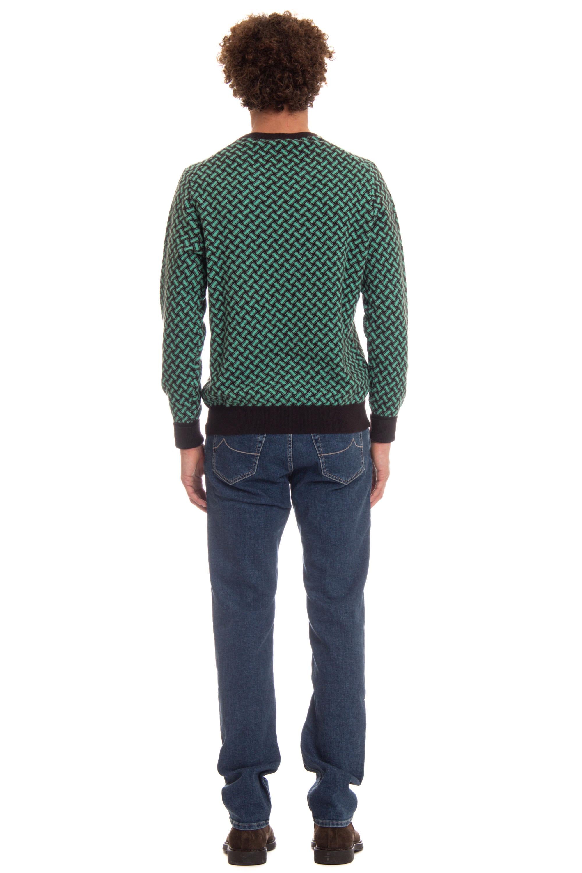 Maglia scollo V in cashmere fantasia biscottino D2K481 RB27 Drumohr