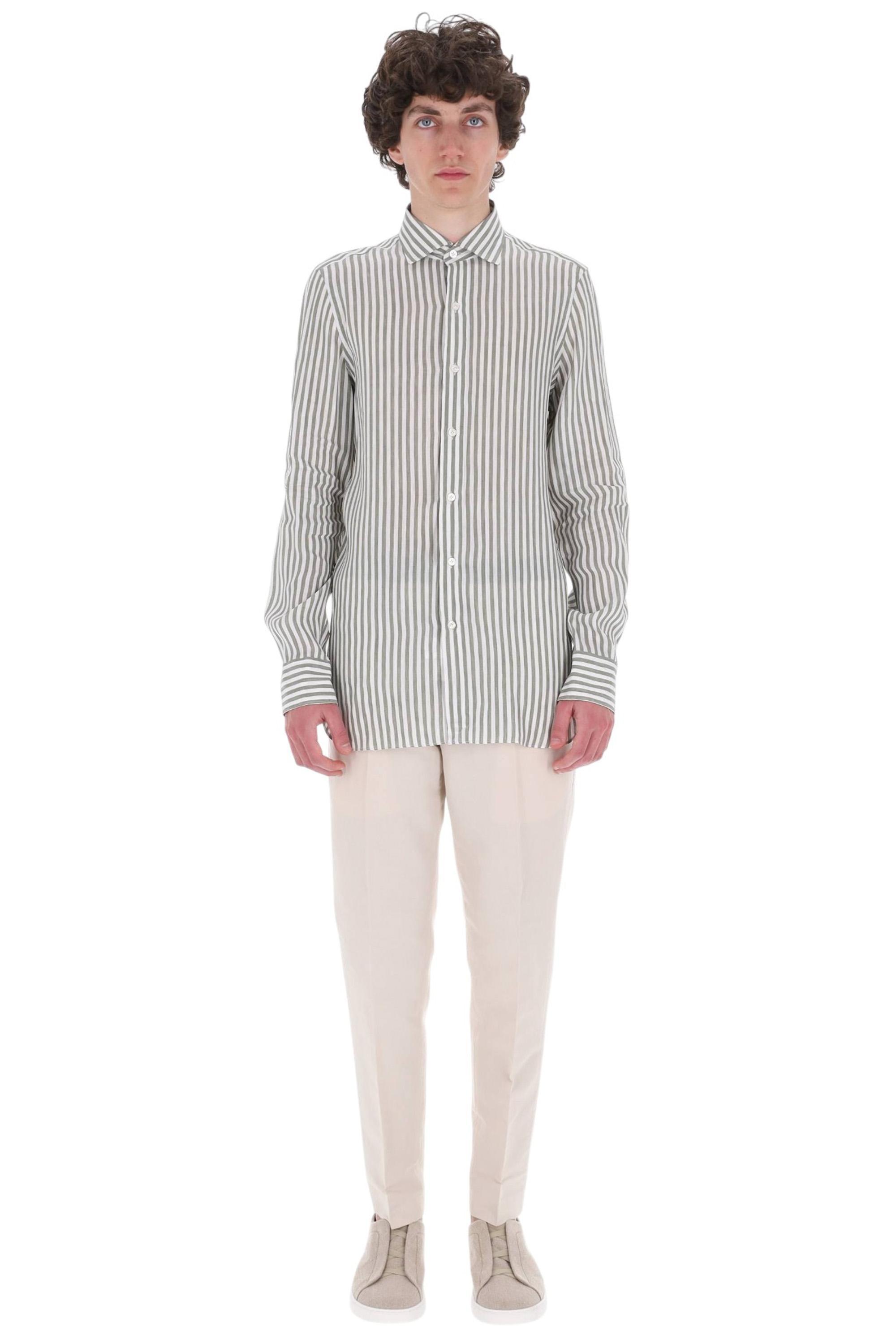 Finamore Camicia rigata in lino-lyocell modello Gaeta GT 013057 P6044/2 04