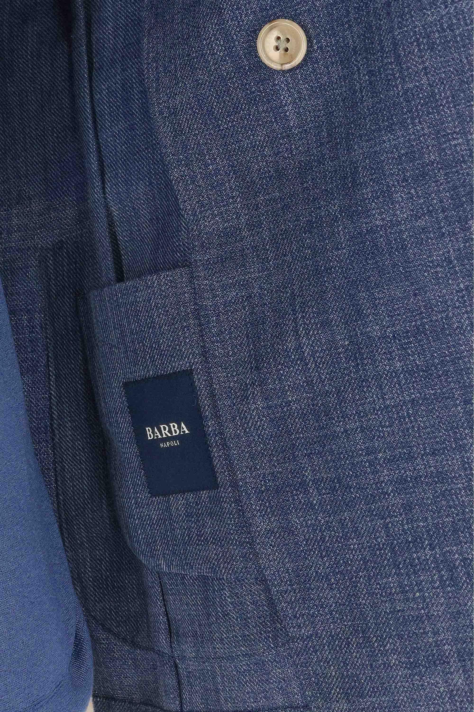 Barba Giacca doppiopetto tramata in cotone-lana Easywear EJ_48012 AZZ