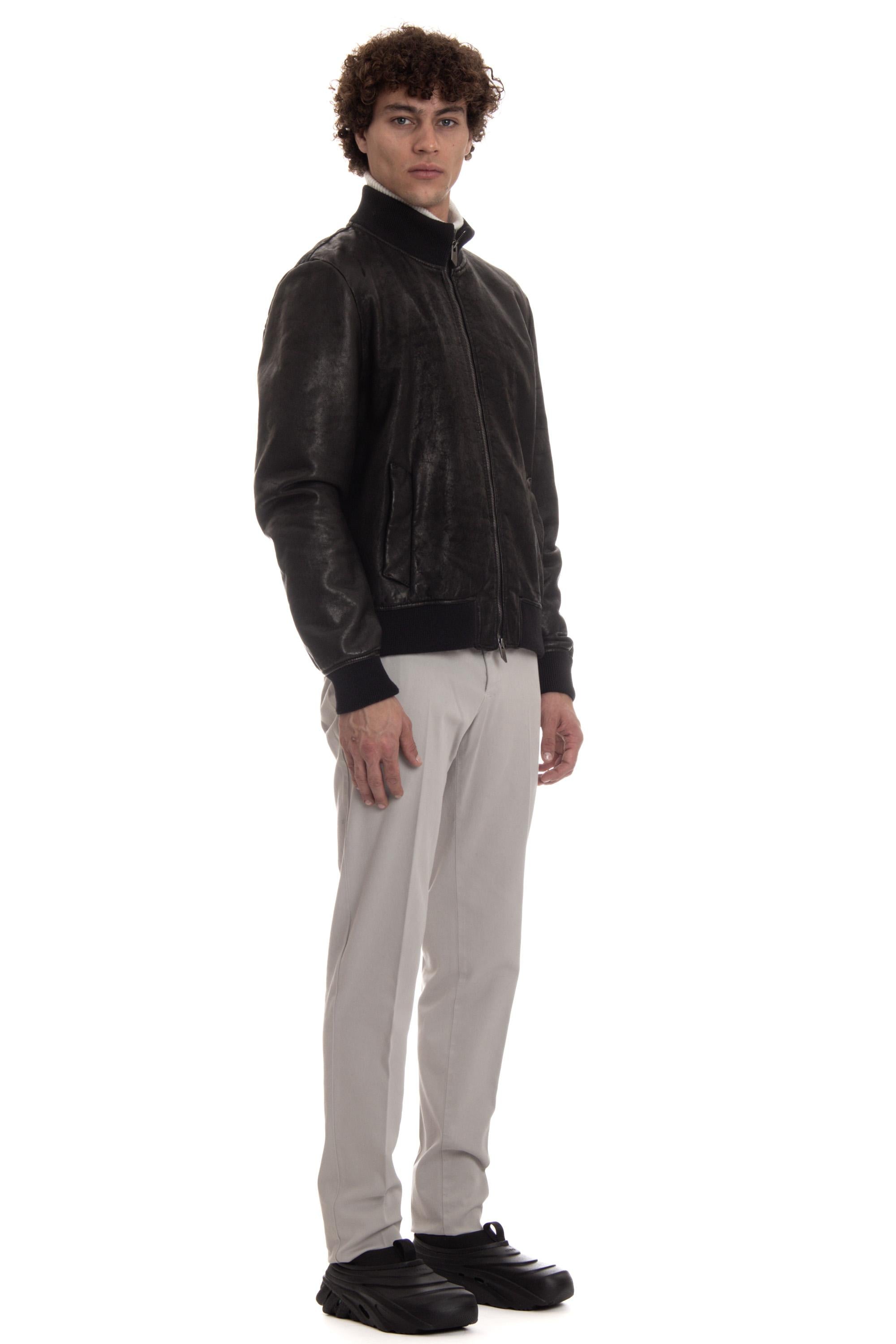 Salvatore Santoro Bomber artigianale in pelle anticata 47571-U BLACK