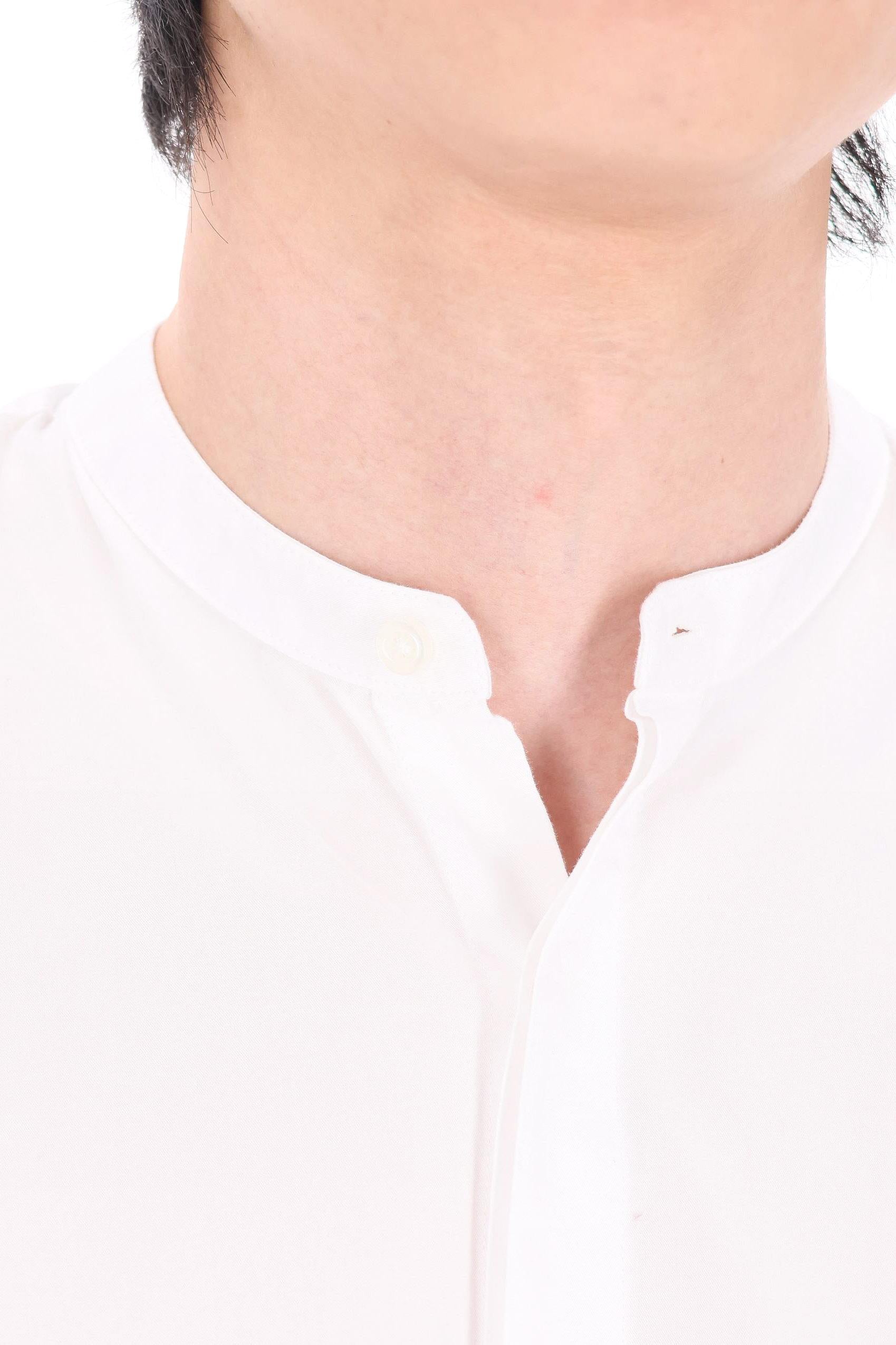 Officine Générale Camicia in popeline di cotone con collo coreano mod. Gaston MSHI006 WHITE