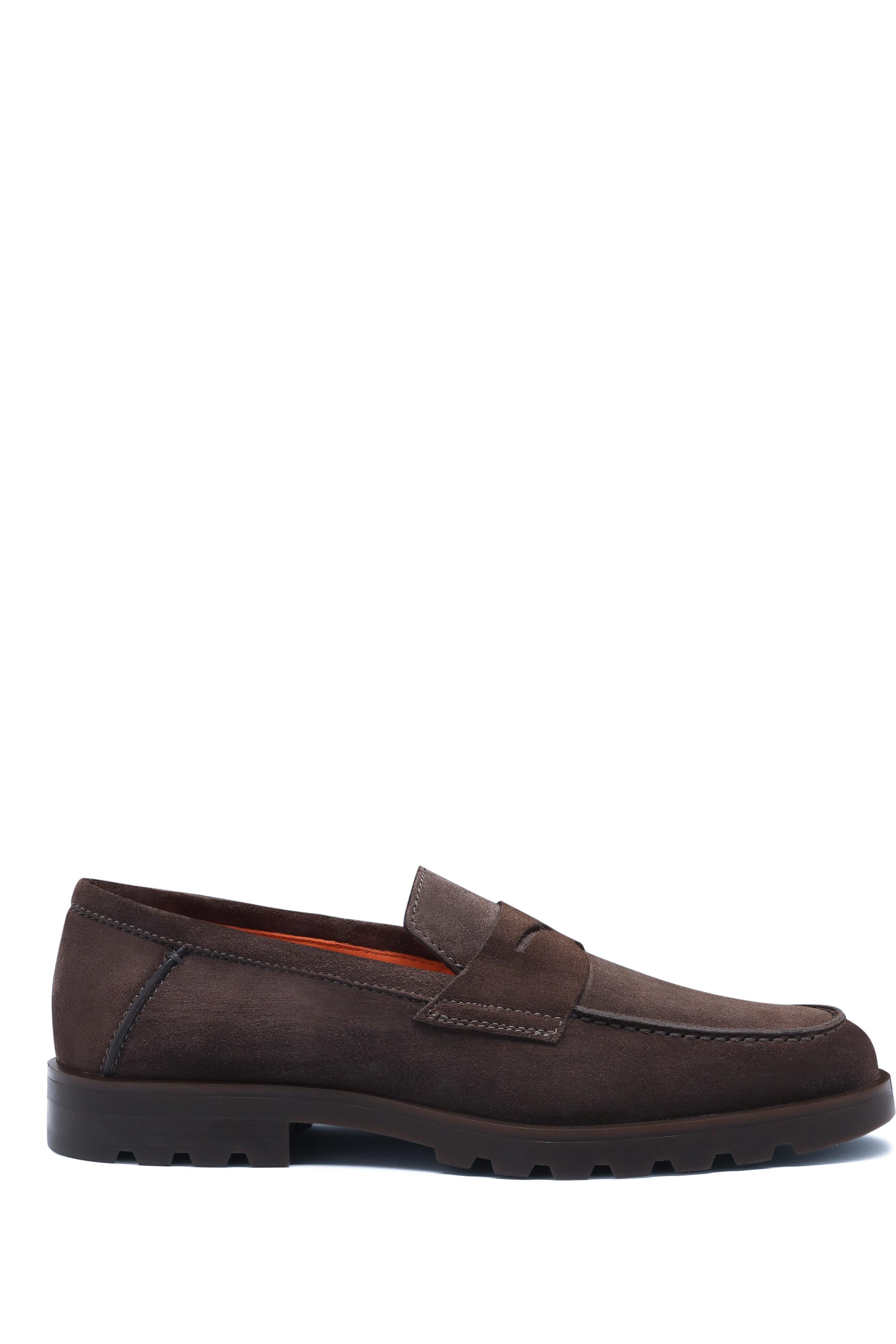 Santoni Mocassino in camoscio fondo carro in gomma MGDC18610DTRBSEY T50