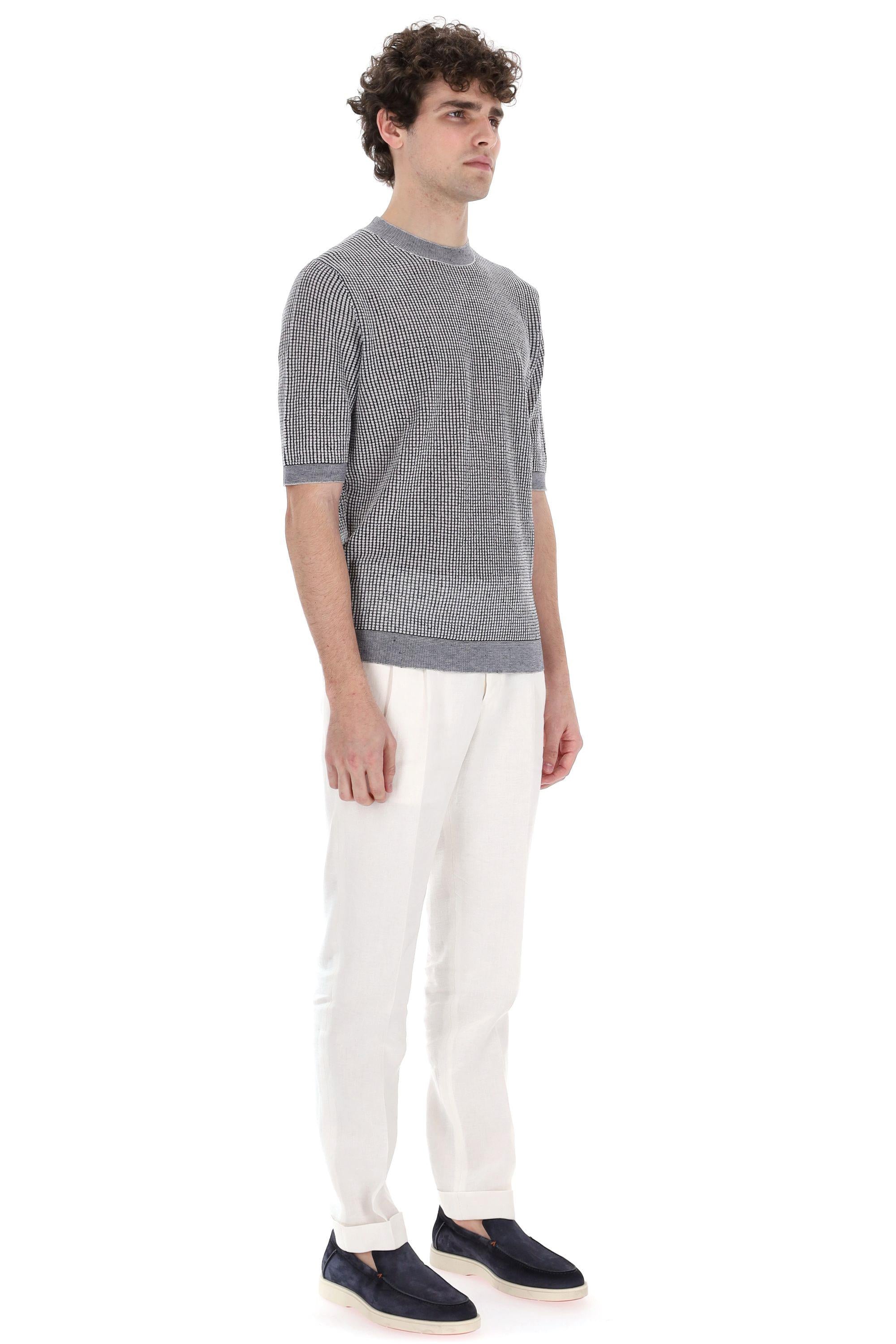 Ballantyne T-shirt jacquard in cotone-lino B2W229 14CZ9 98012