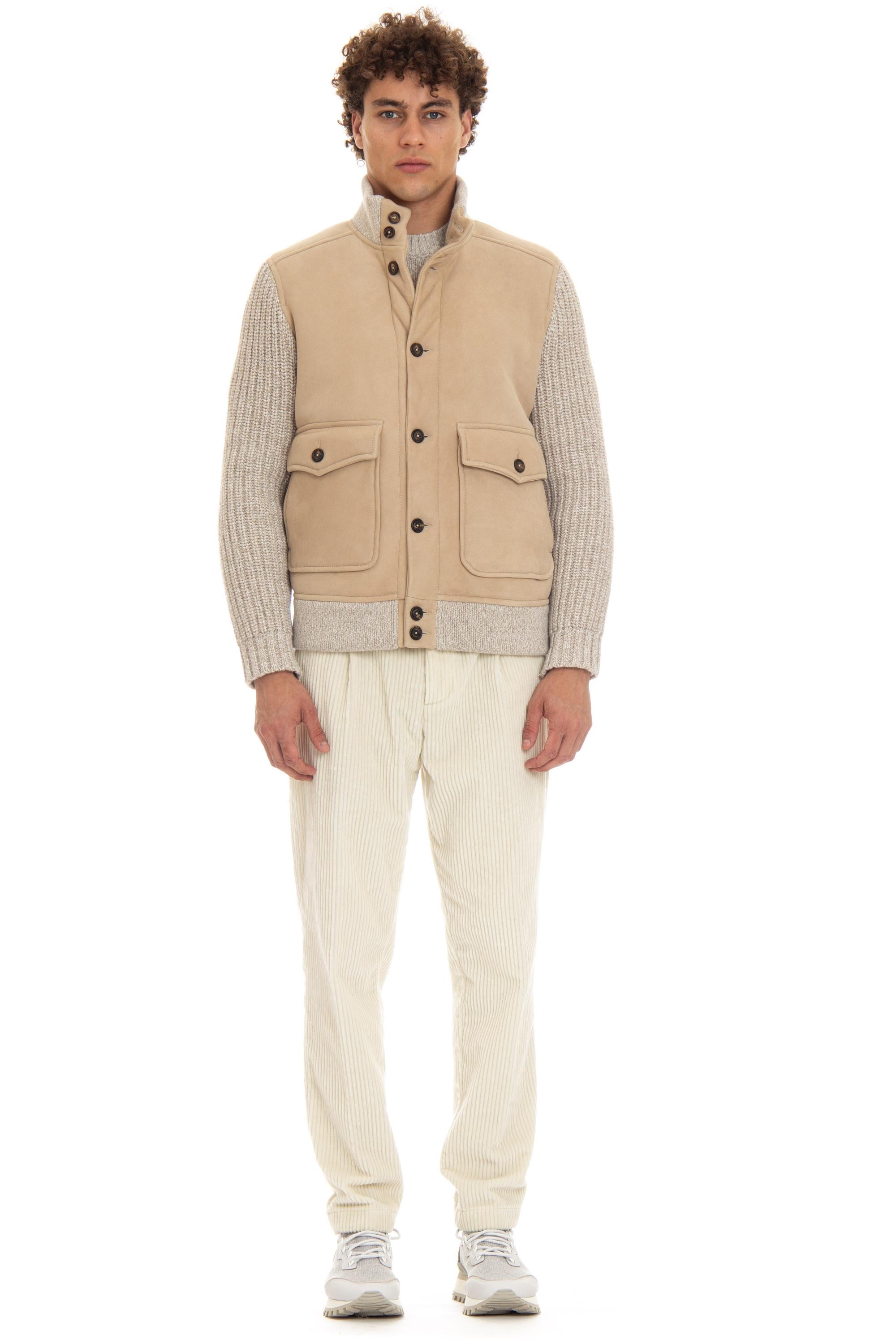 Eleventy Bomber in montone con maniche in maglia J75GBTJ27 SHY0J017 02