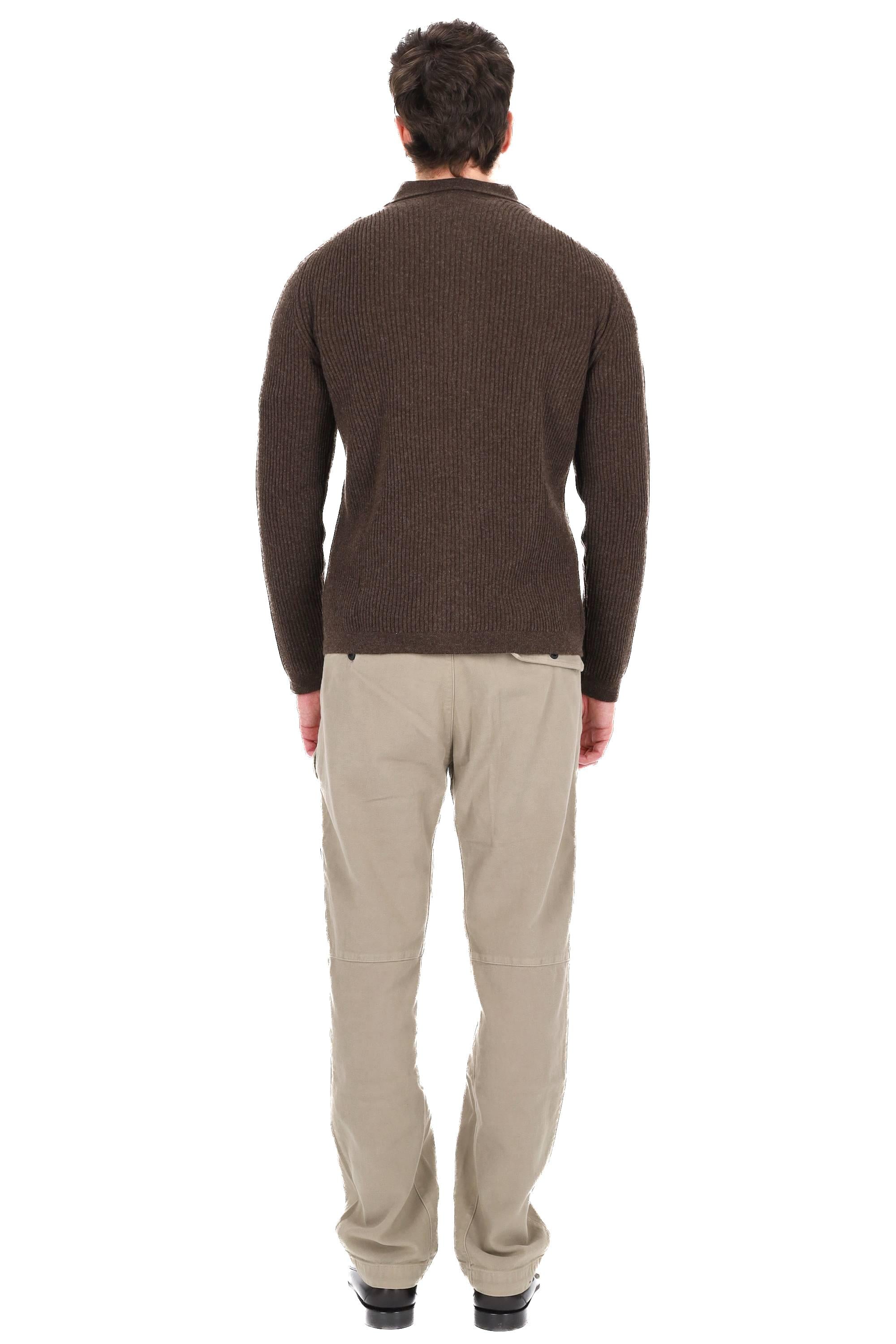 Barba Maglia abbottonata con colletto camicia in lana a costine BR06 2190 7008 7008