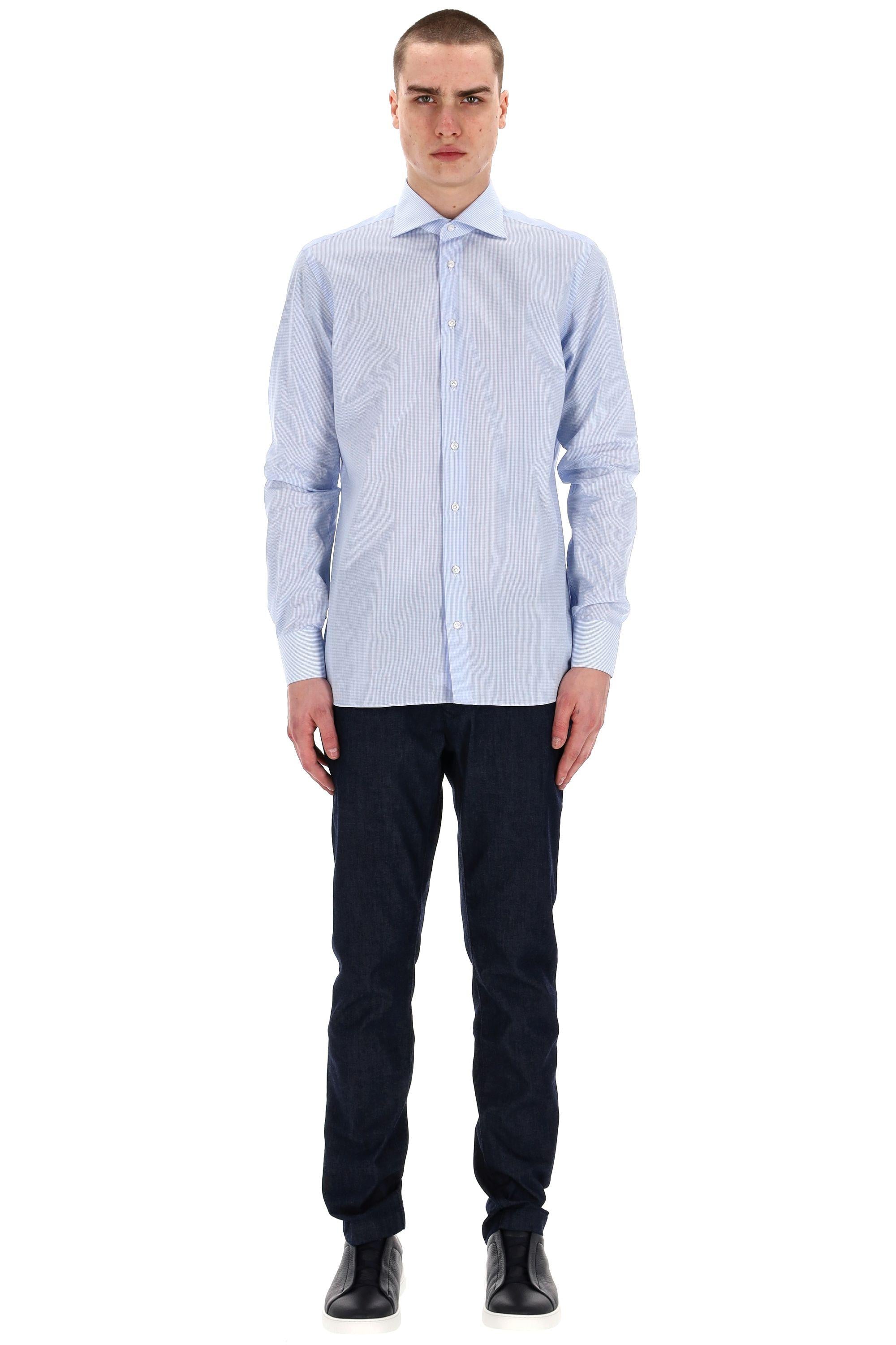 Borriello Camicia sartoriale micro quadretto in cotone 19030 4