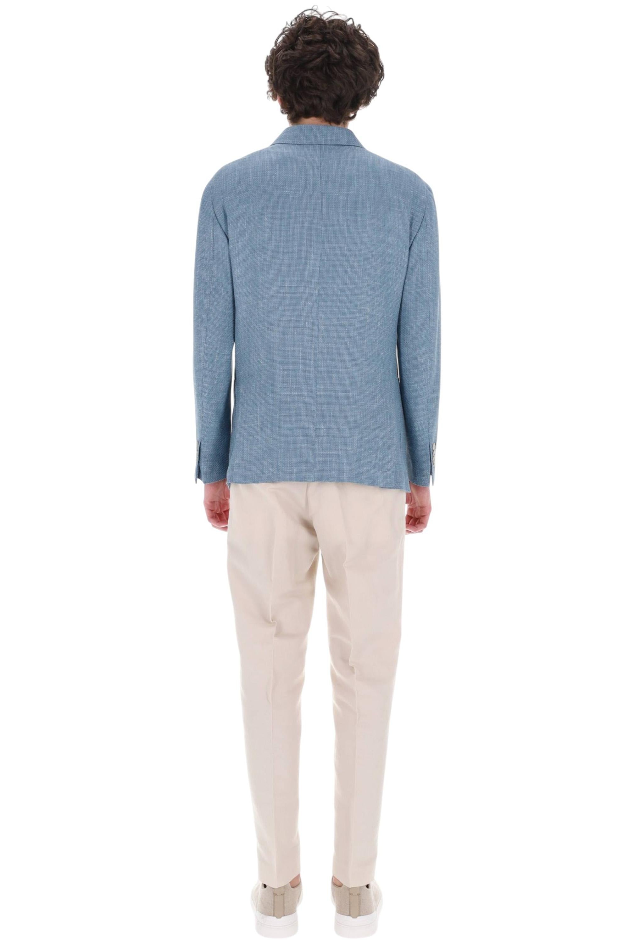 Barba Giacca doppiopetto sartoriale tramata in lana-seta-lino DP 53004 0086