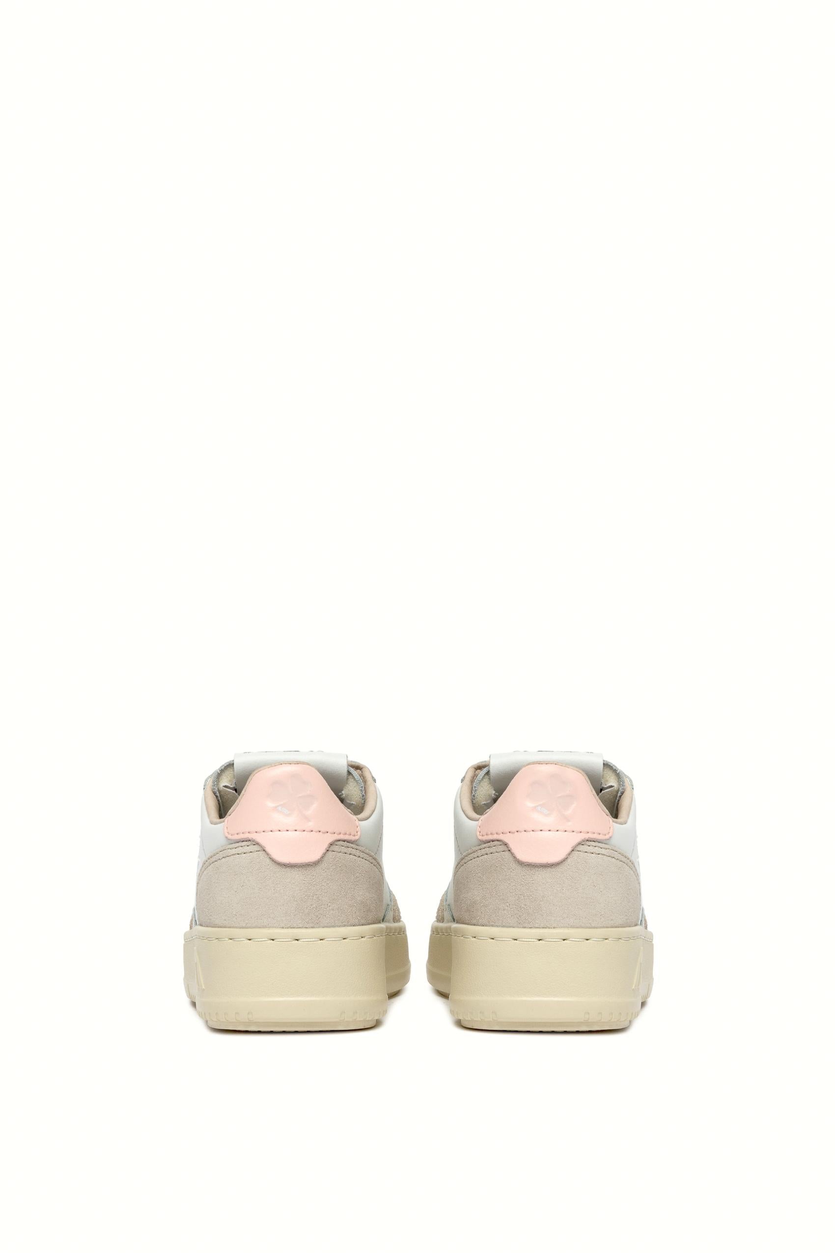 Autry Sneaker bambino in pelle e camoscio talloncino rosa KULK FS05 WHT/CRPINK