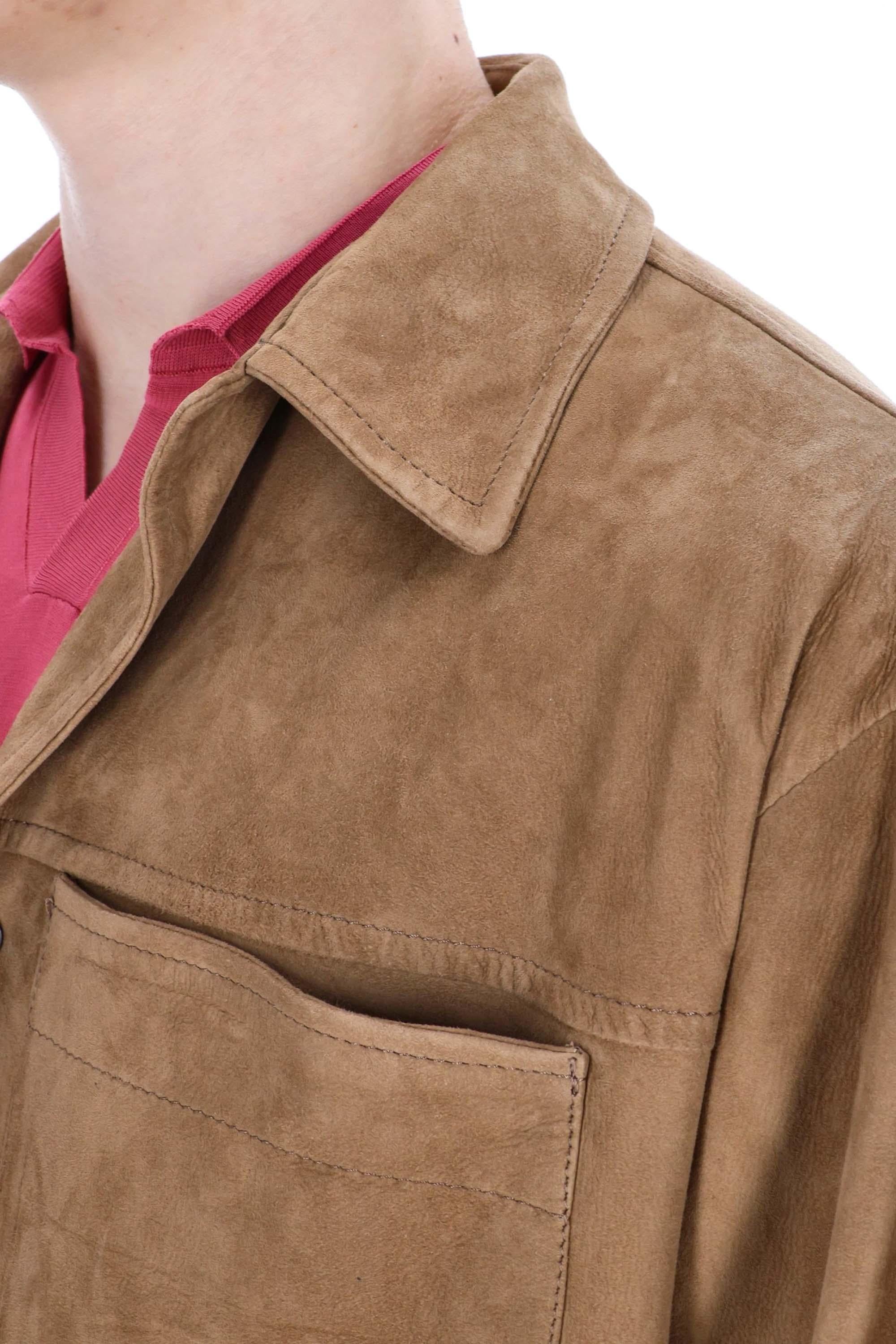Salvatore Santoro Overshirt mezza manica in camoscio over fit 42547-U BEIGE