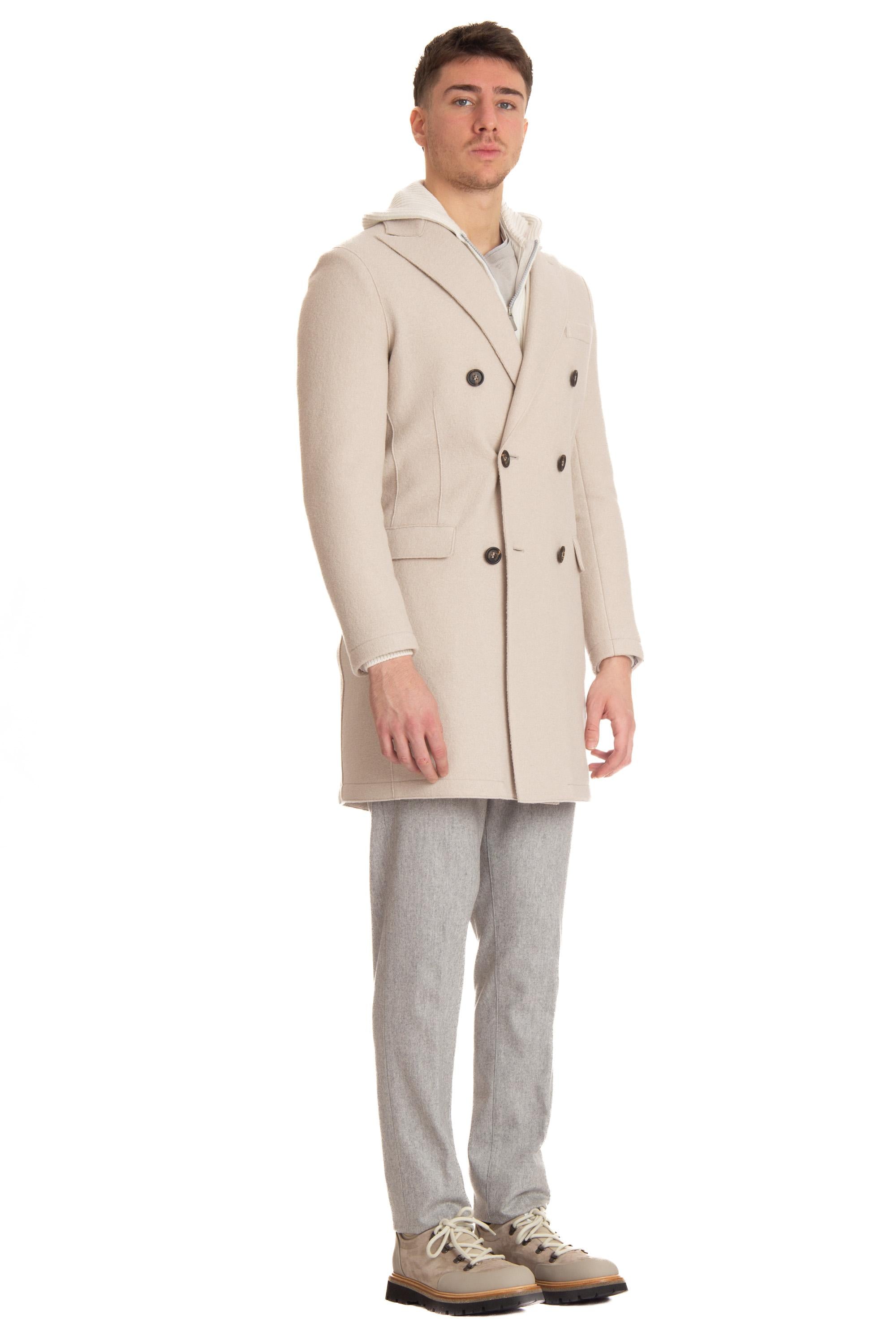 Eleventy Cappotto in lana vergine con cuciture a taglio vivo H70CAPF07 CAS24004 00