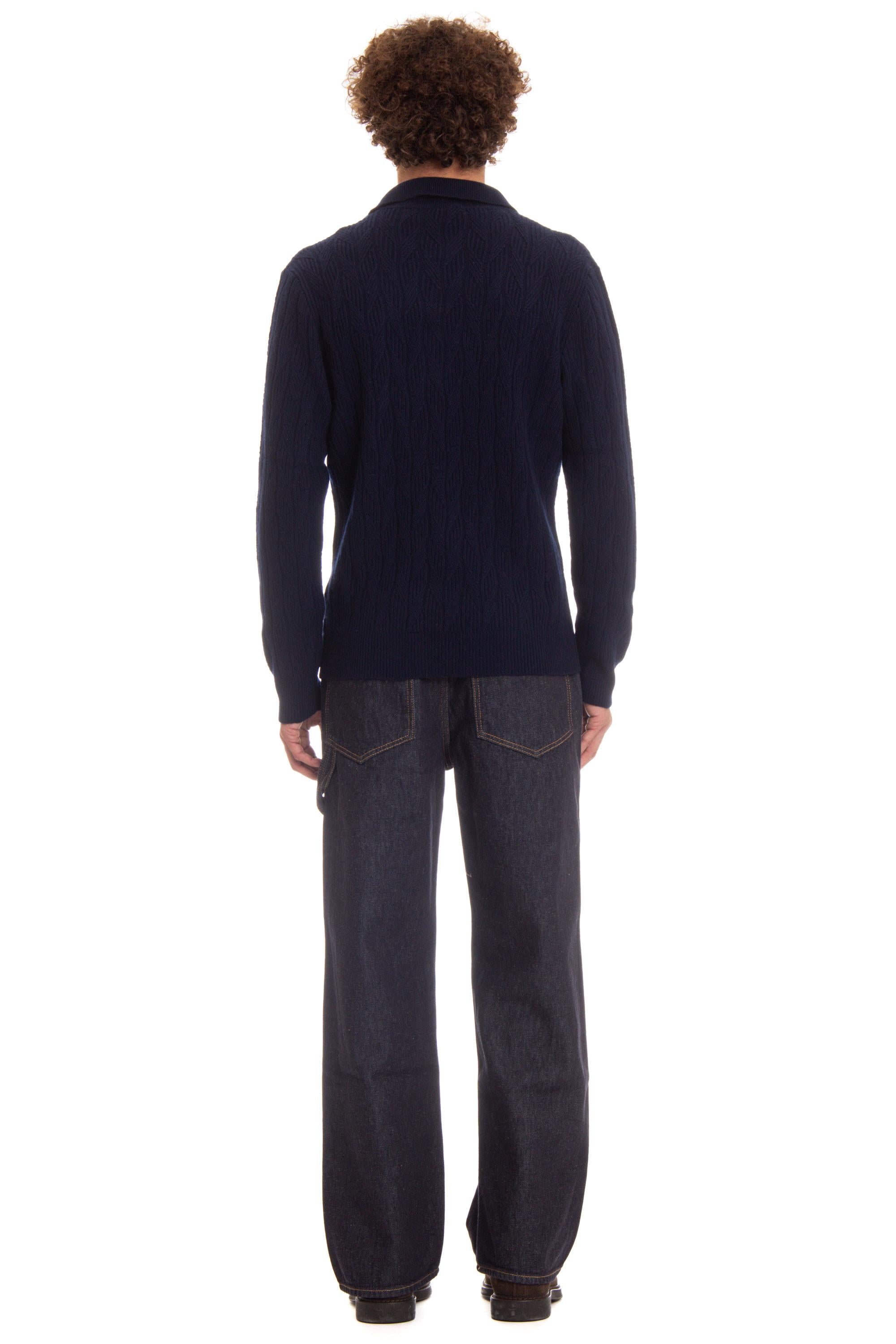 Polo open collar in lana di agnello D7W146SP.2 790 Drumohr