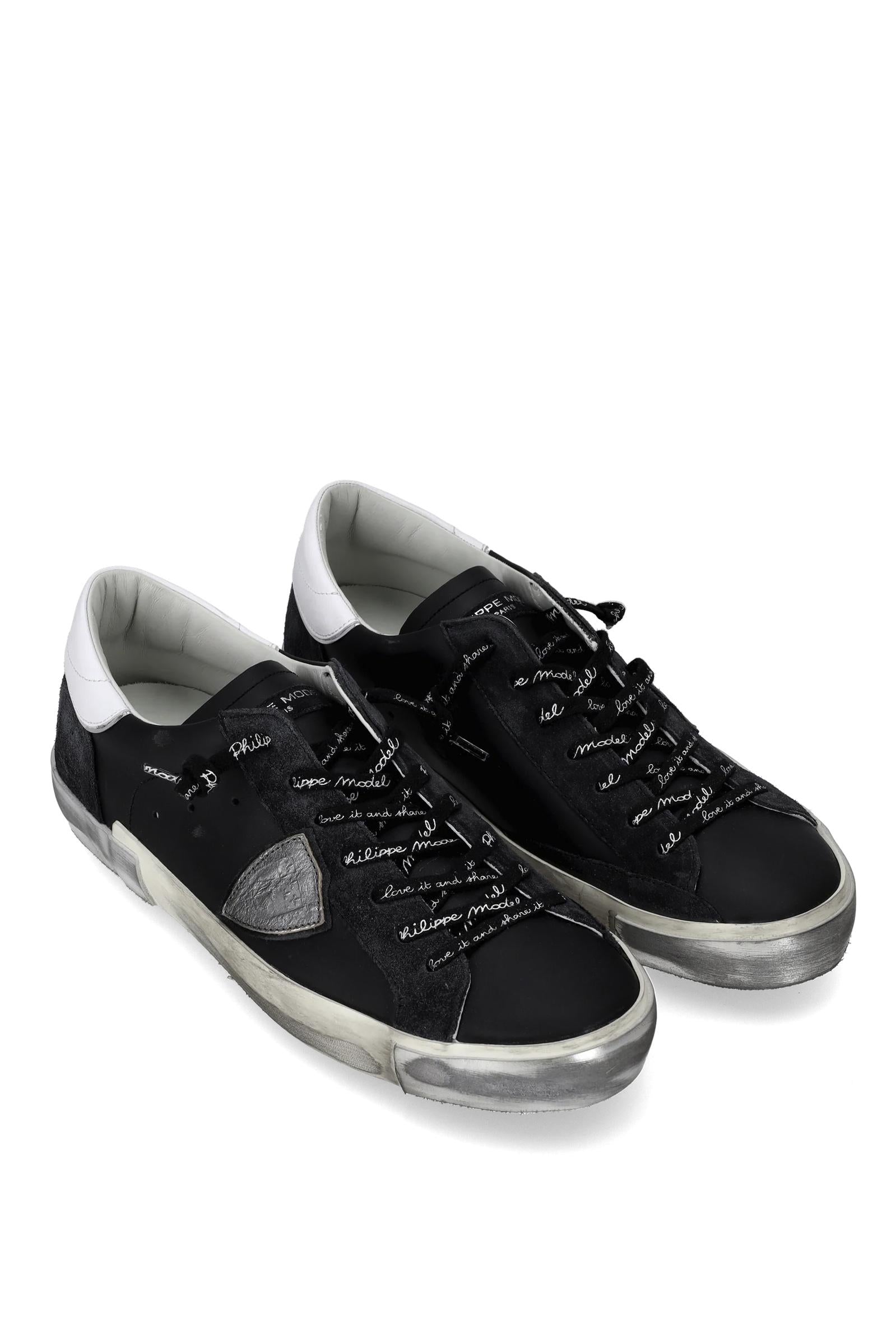 Philippe Model Sneaker Paris nera in pelle talloncino bianco PRLU.PRSX MA01