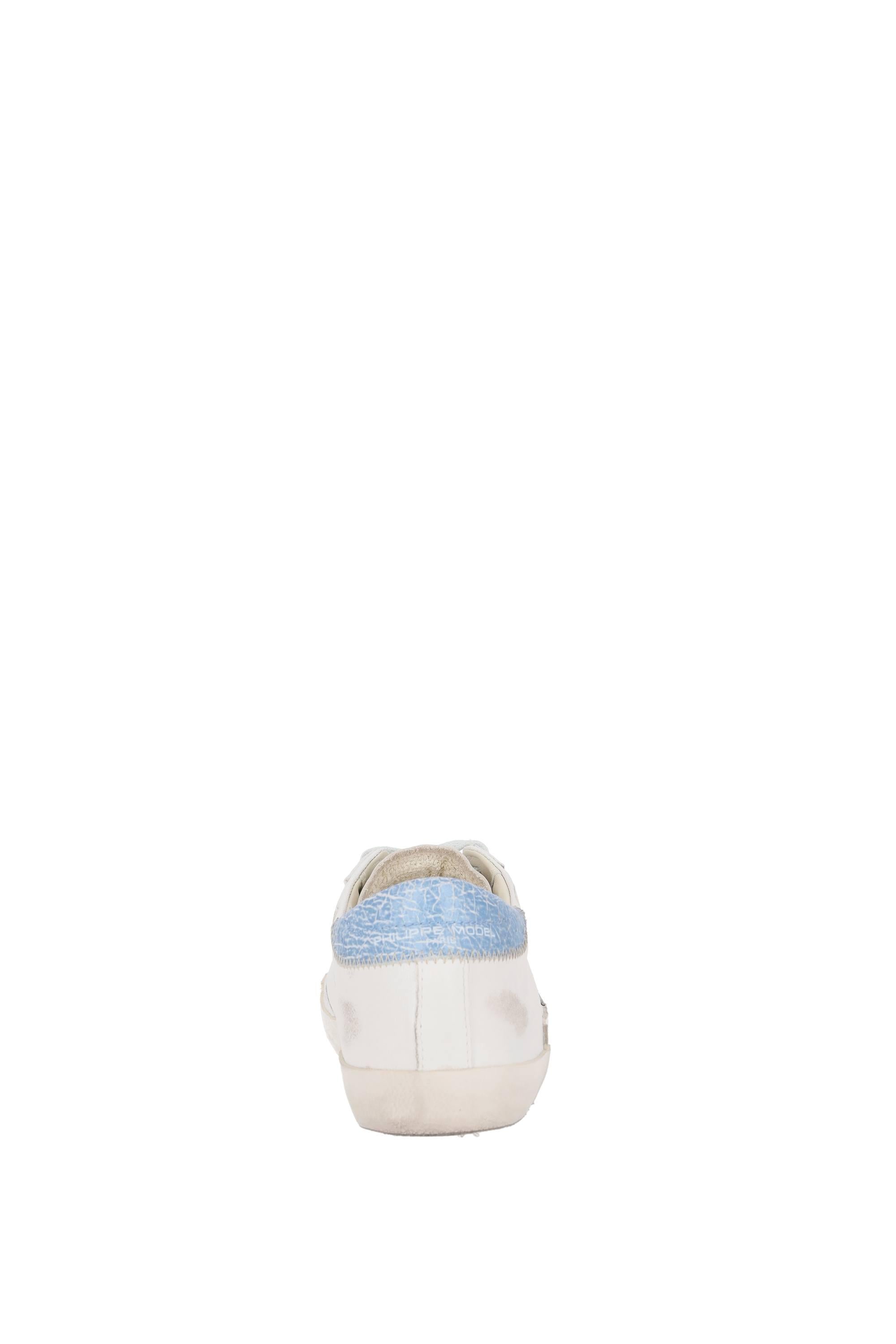 Philippe Model Sneaker Paris in pelle e camoscio talloncino azzurro cracklè PRLU-PRSX/3 WX52