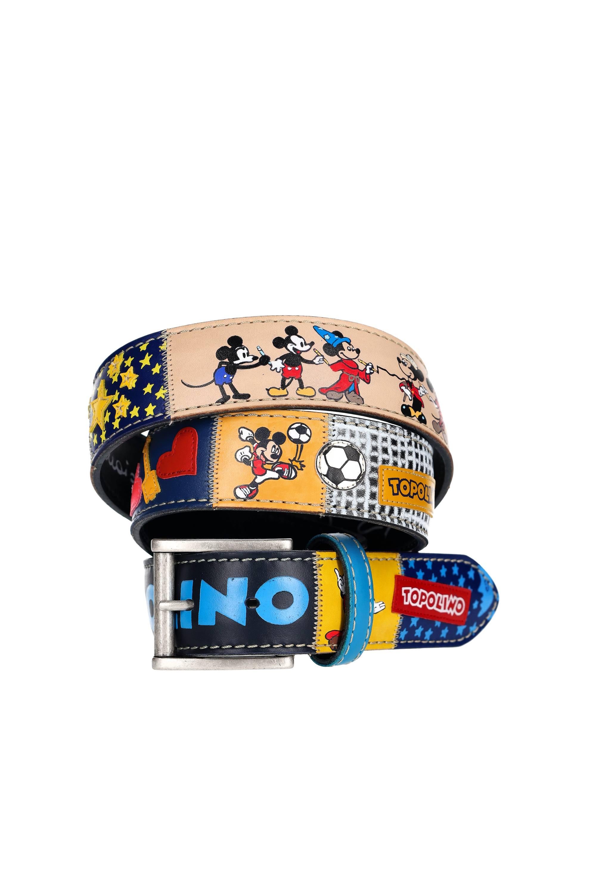 Artigianato Italiano Cintura artigianale in pelle dipinta a mano "Topolino 2" TOPOLINO 2 MLTCLR