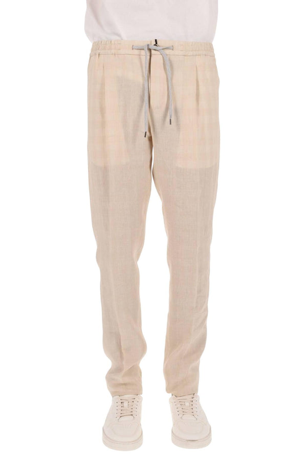 Pantalone in lino-seta fancy Slim fit jogger