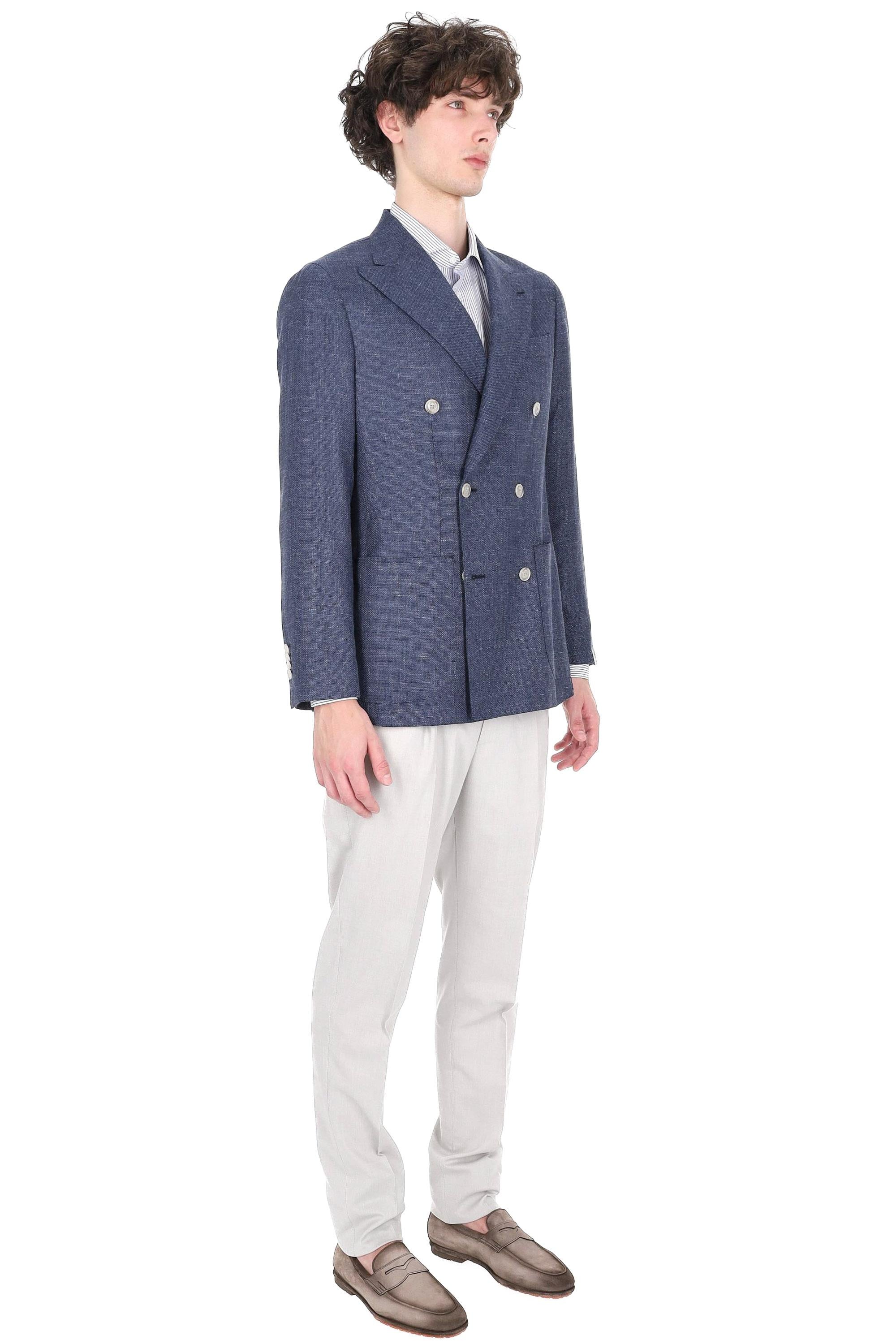 Barba Giacca doppiopetto sartoriale tramata in lana-seta-lino DP 53000 0088